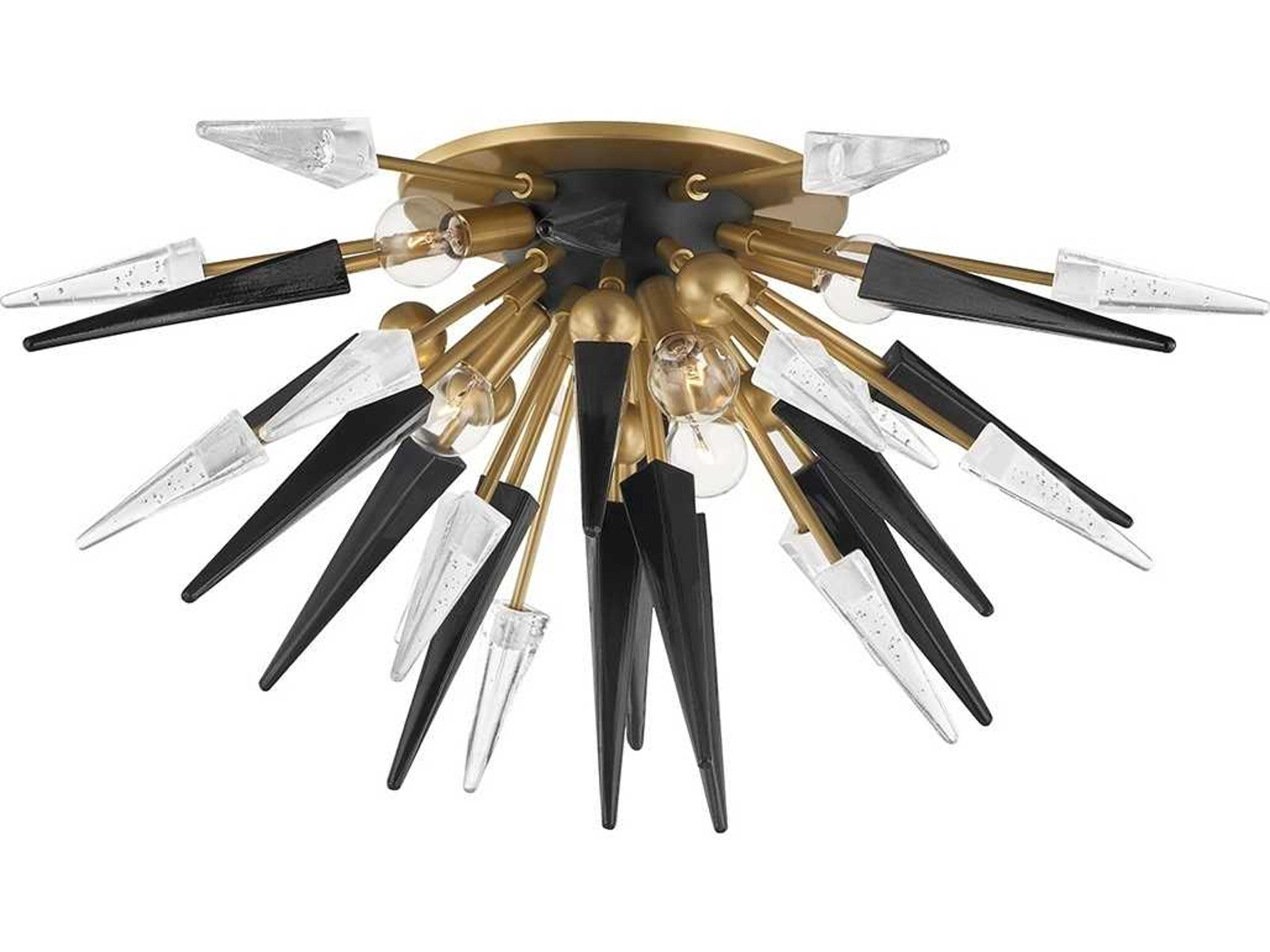 Sparta 6-Light Aged Brass Glass Flush Mount