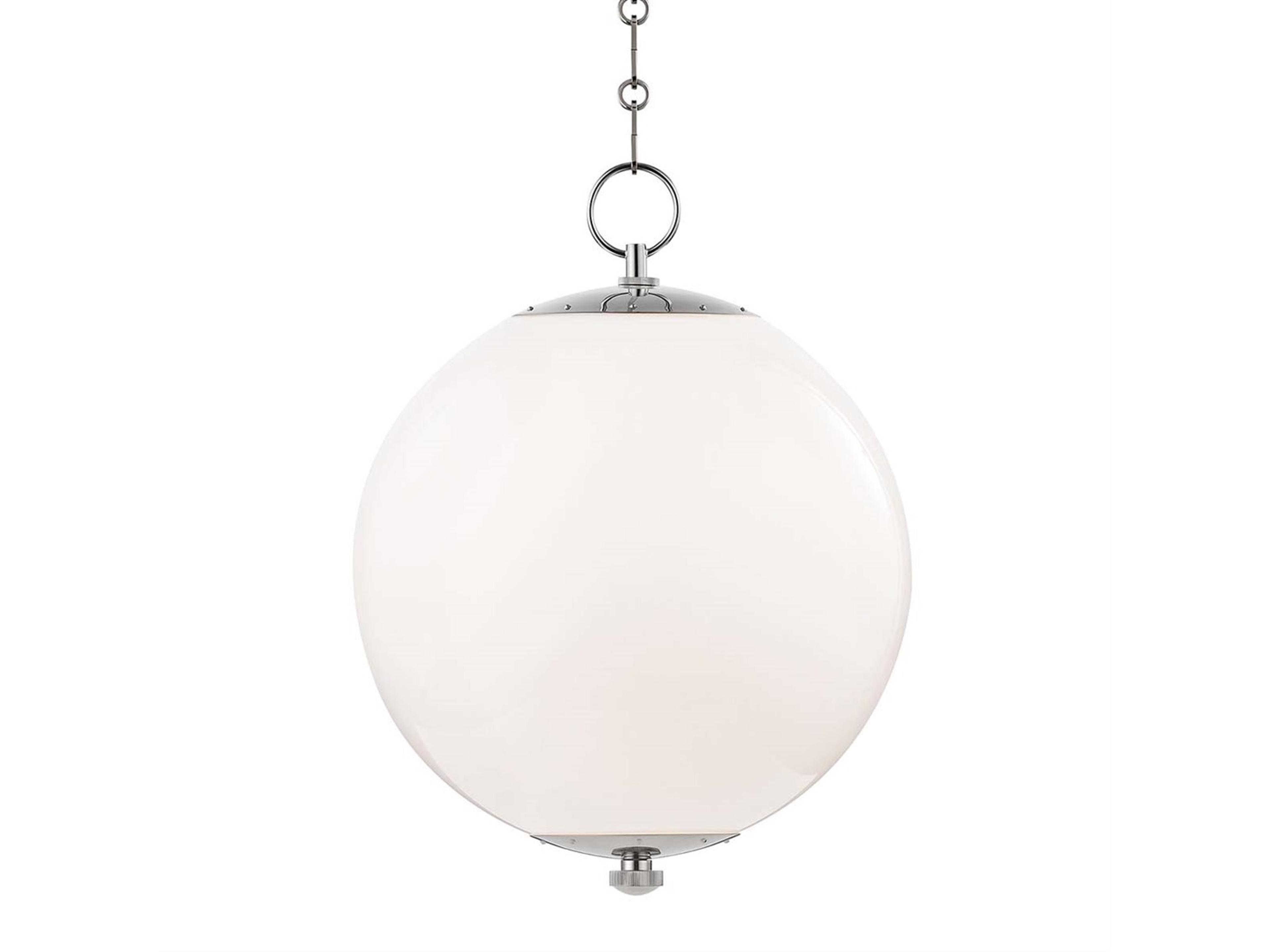Sphere 1-Light Polished Nickel White Glass Globe Pendant