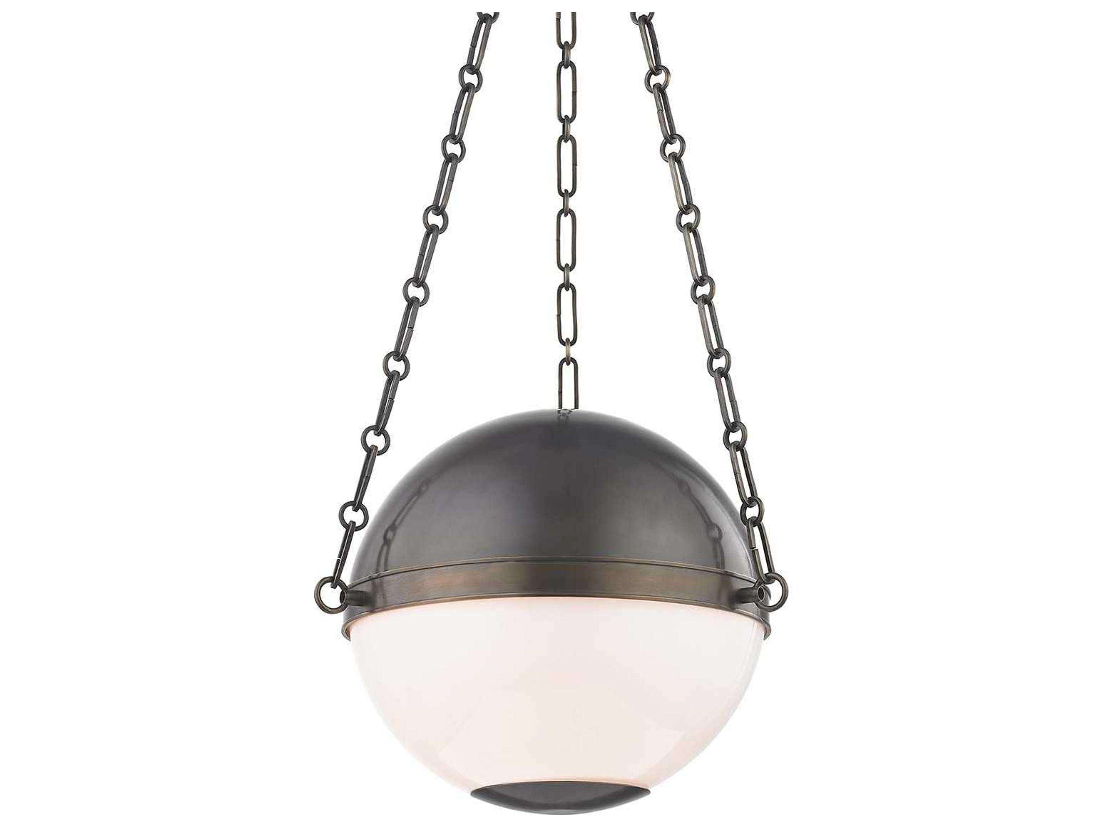 Sphere 2-Light Distressed Bronze White Glass Globe Pendant