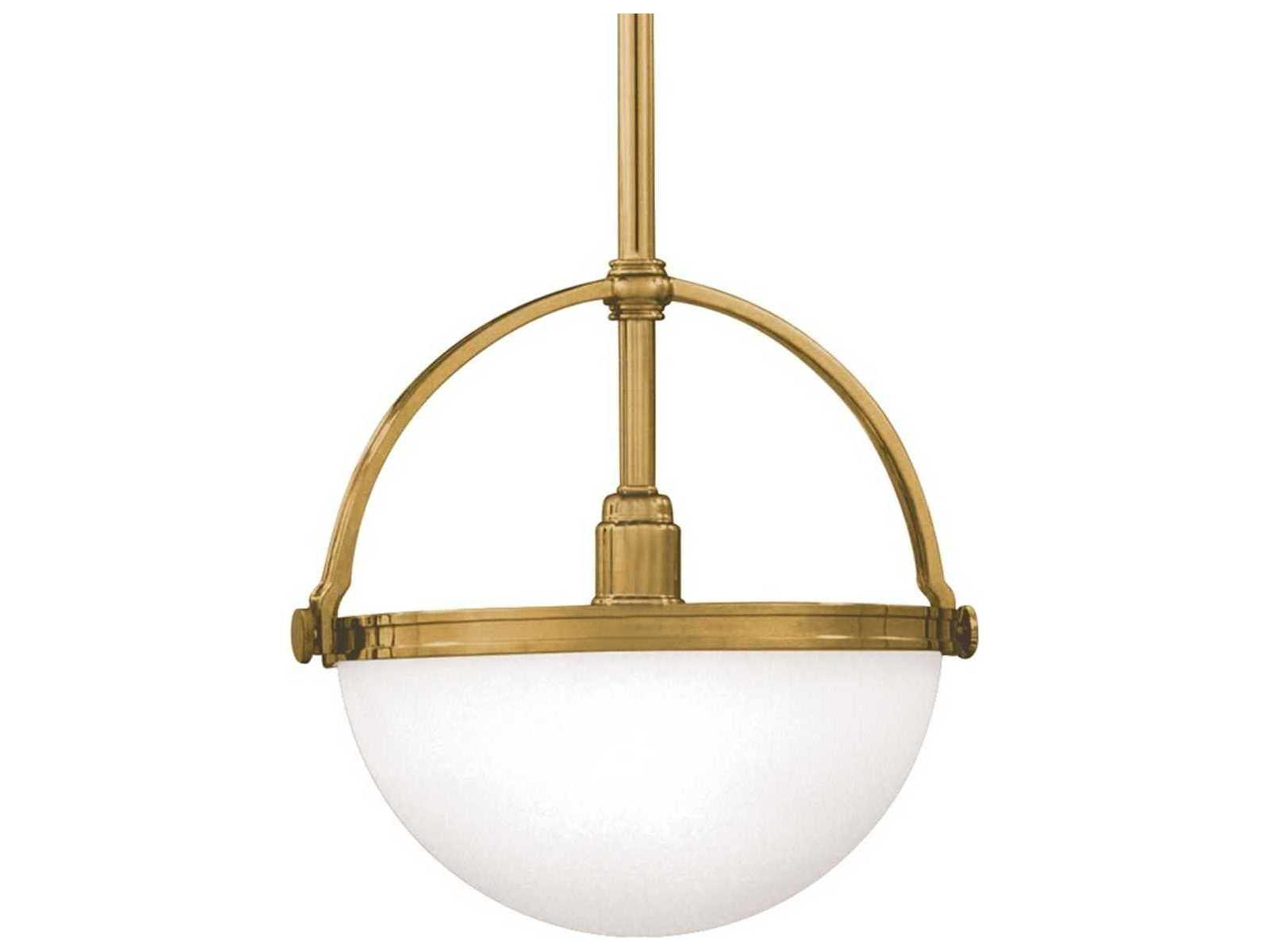 Hudson Valley Stratford 1-Light Aged Brass Yellow Glass Bowl Pendant