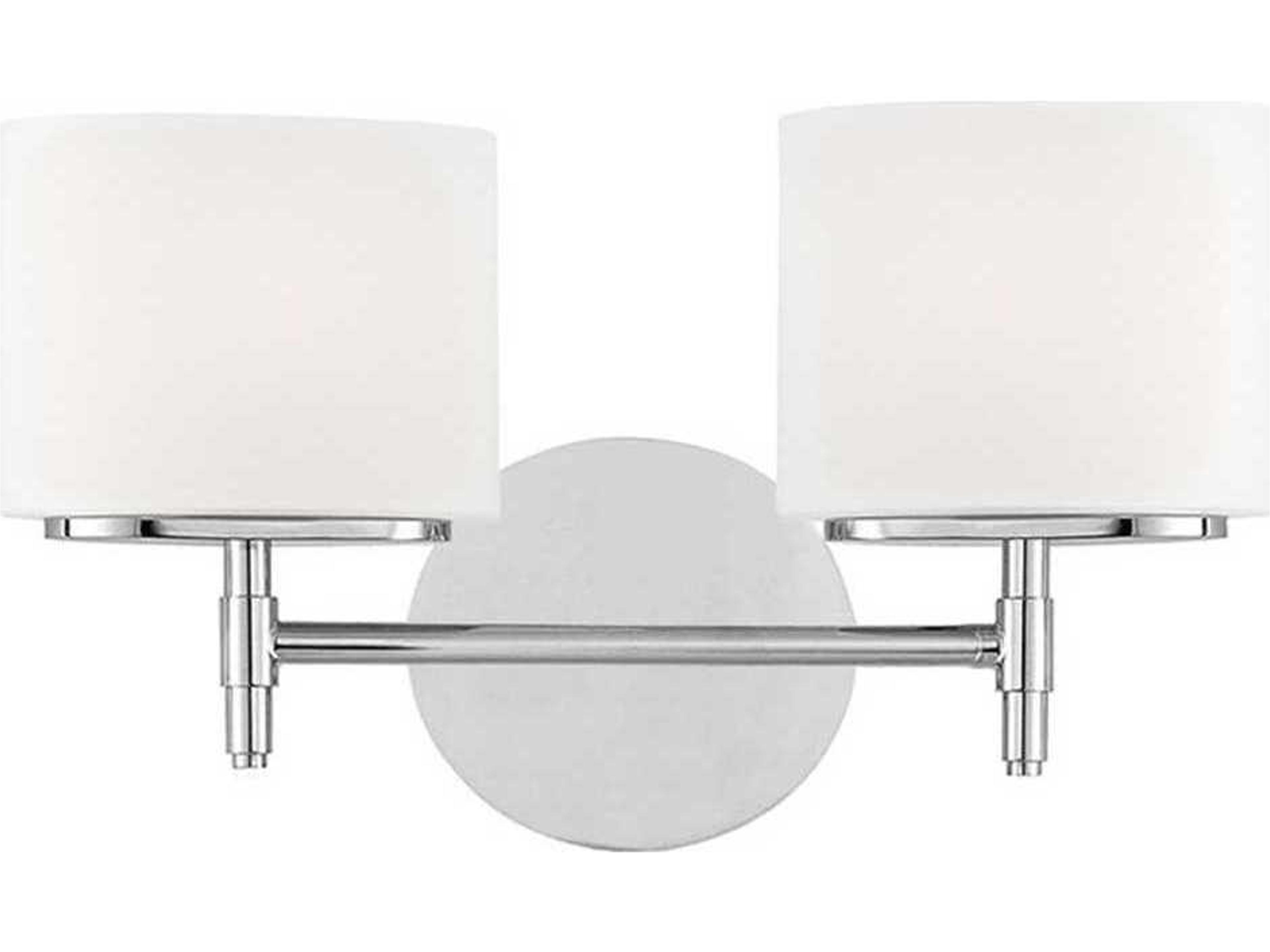 Trinity 2-Light Polished Chrome Off White Glass Vanity Light
