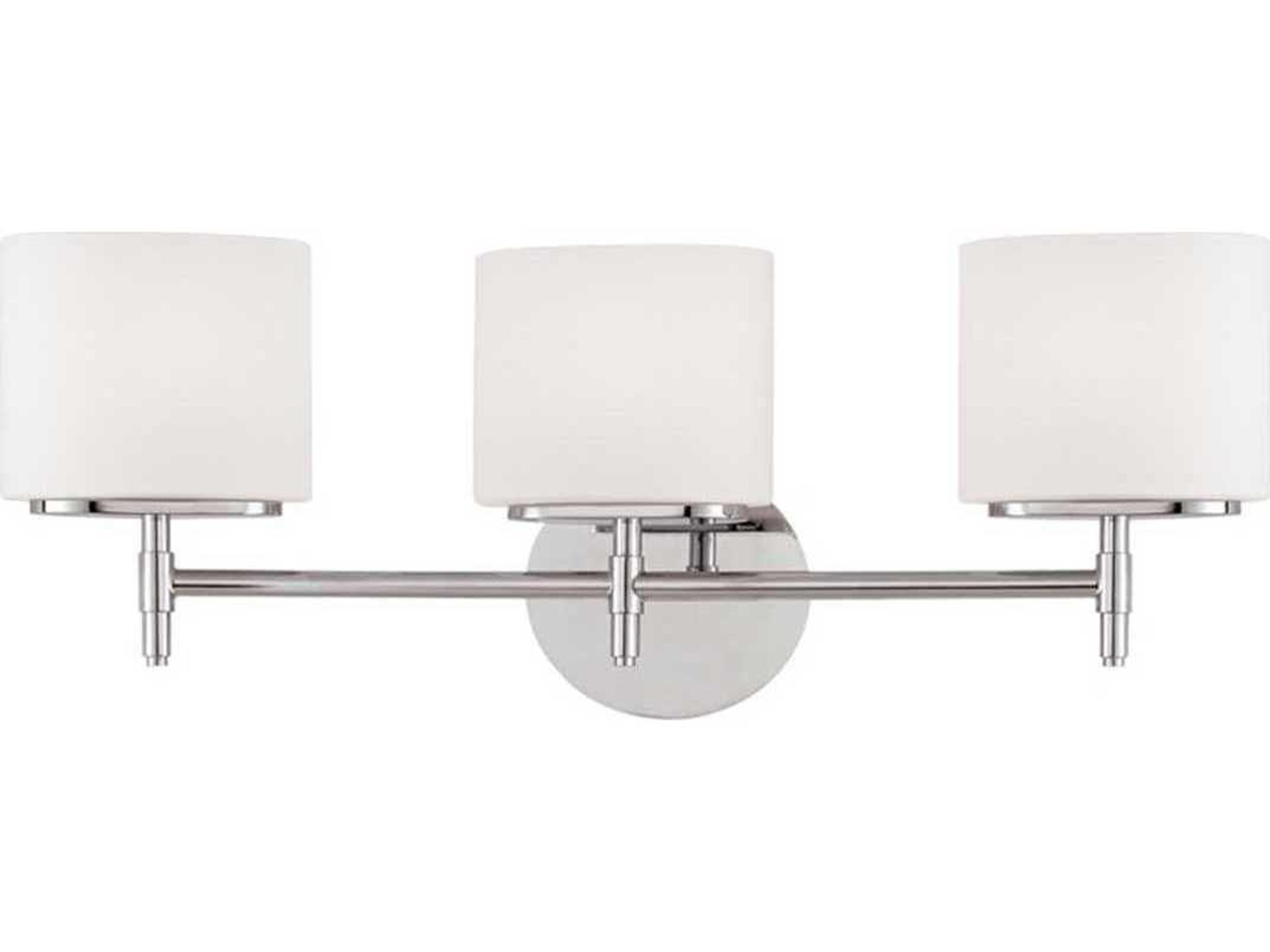 Hudson Valley Trinity 3-Light Polished Chrome Off White Glass Vanity Light