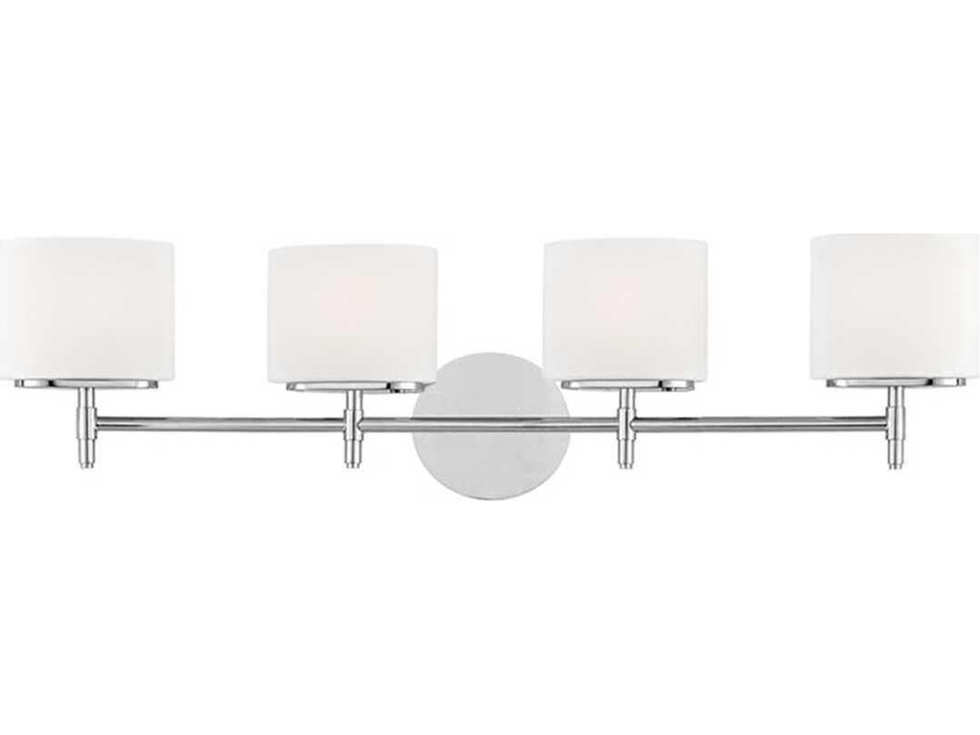 Trinity 4-Light Polished Chrome Off White Glass Vanity Light