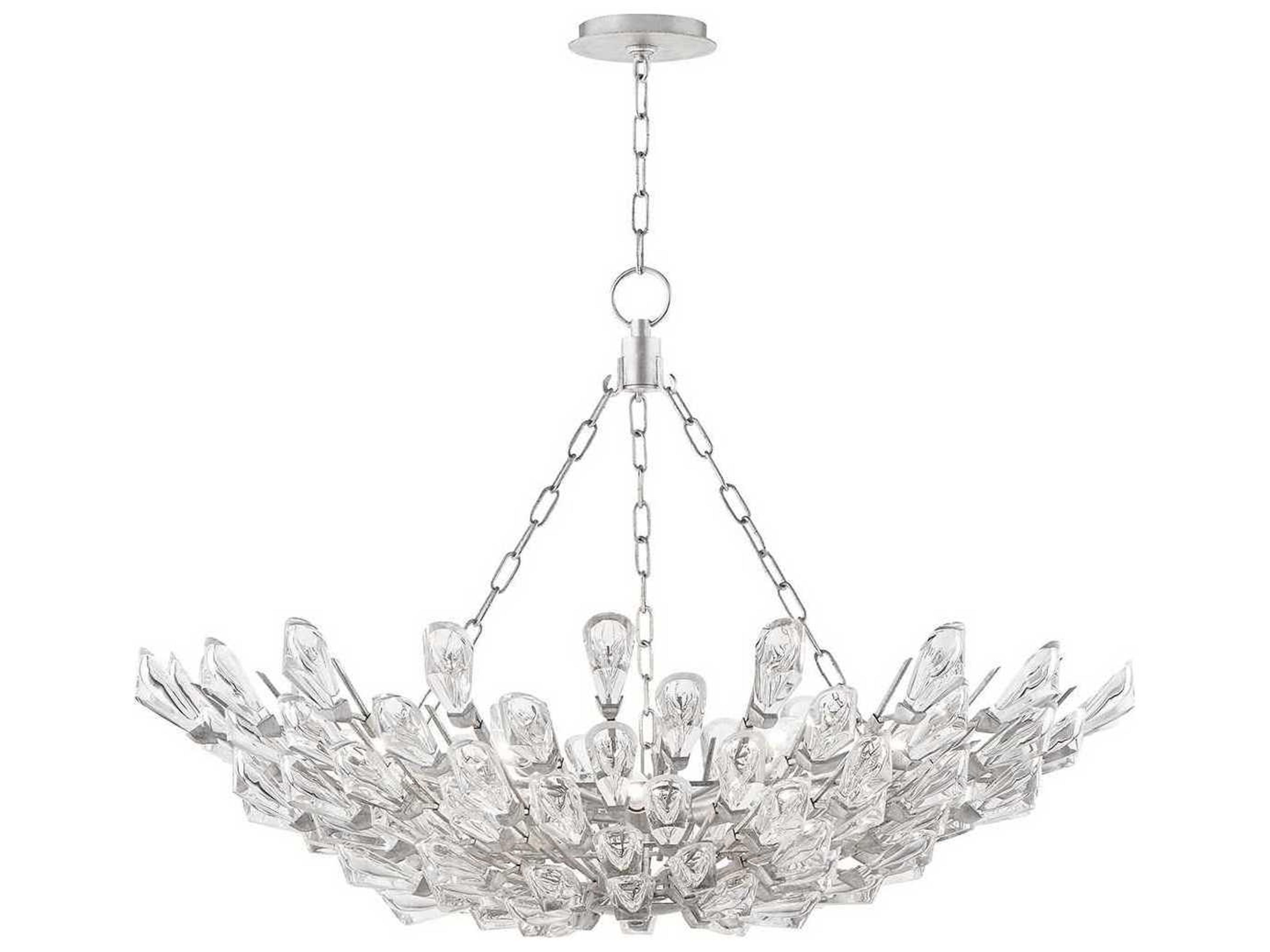 Hudson Valley Tulip 9-Light Silver Crystal Pendant