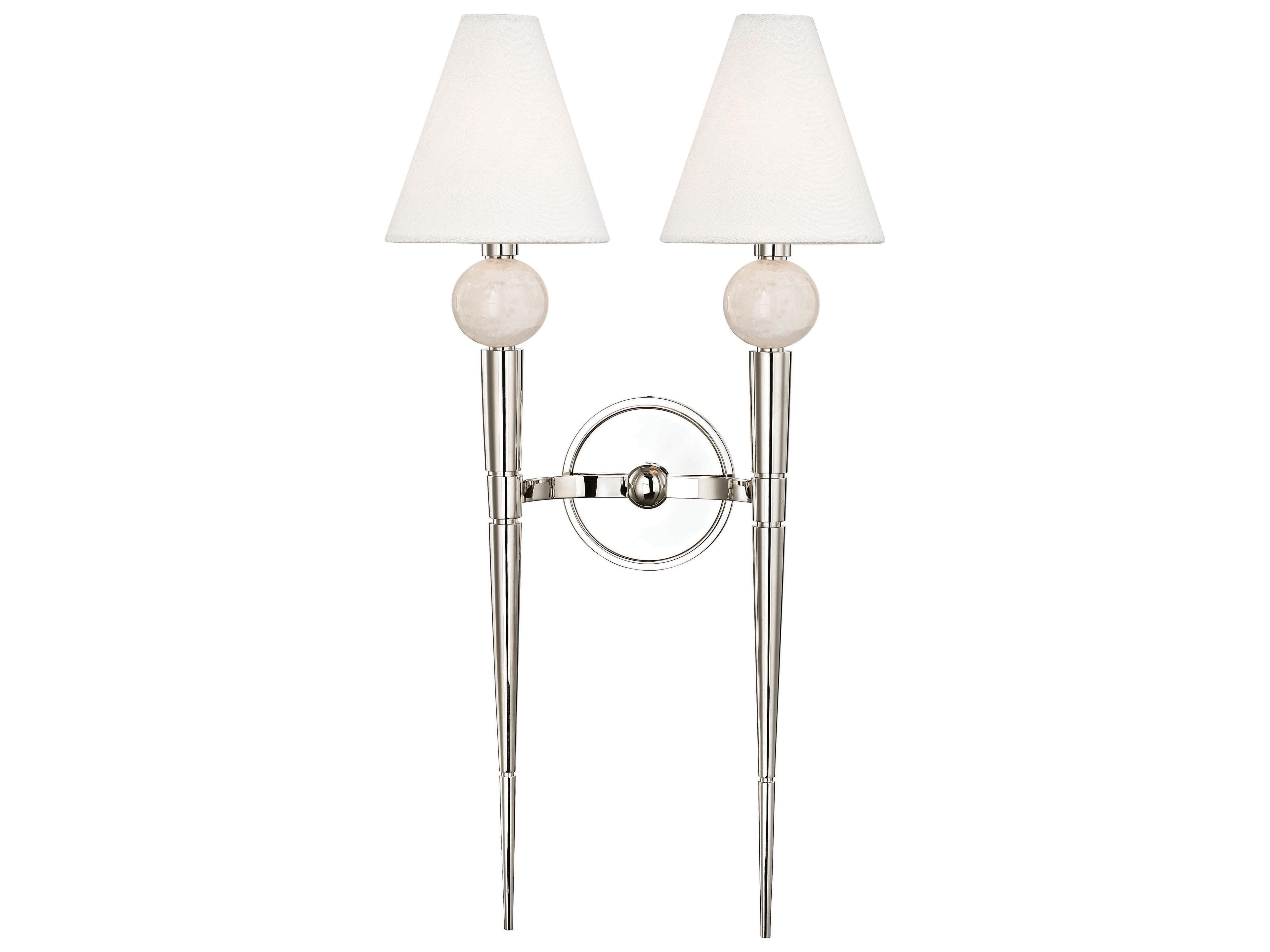 Vanessa 2-Light Polished Nickel Off White Wall Sconce