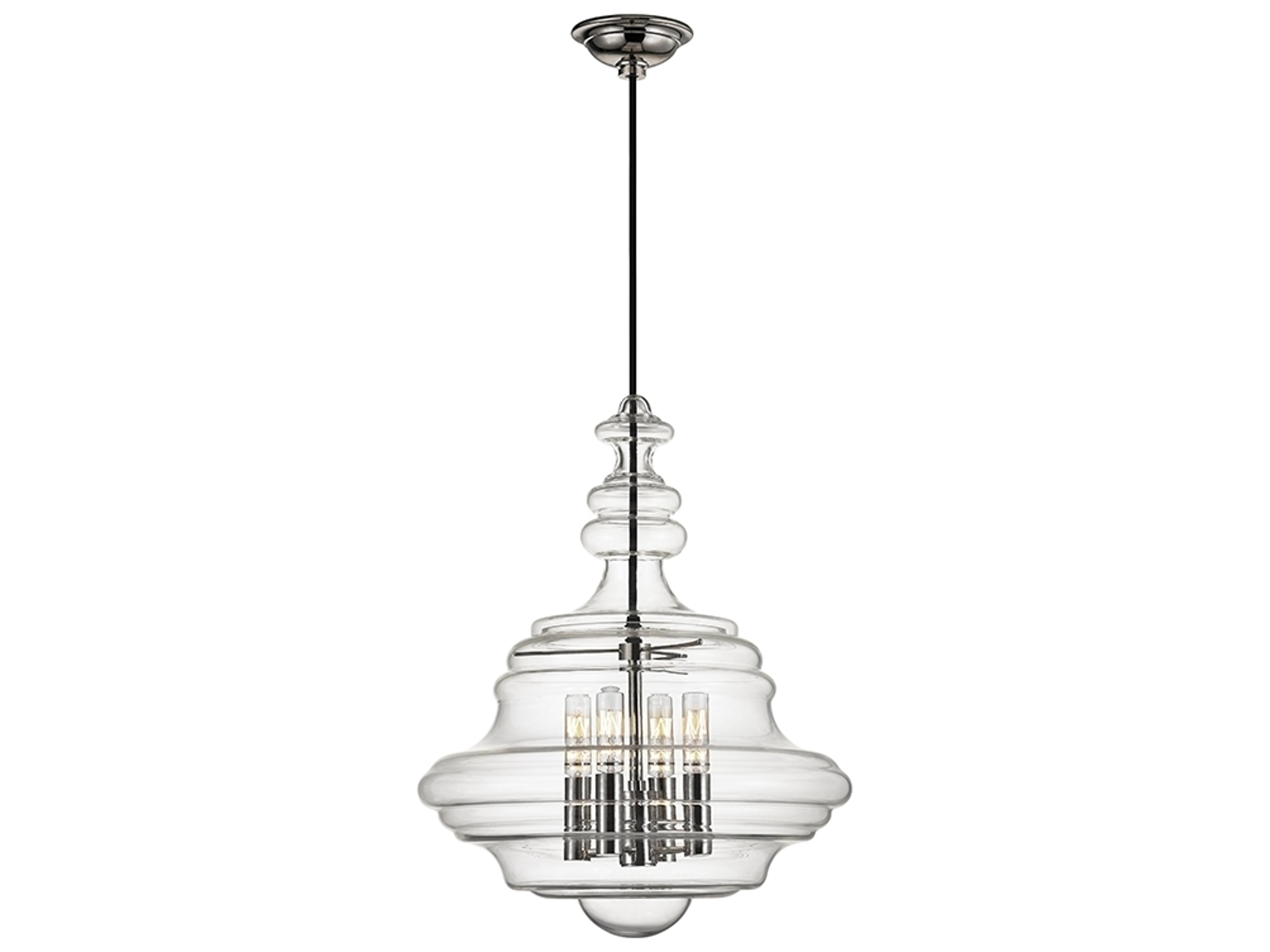 Washington 4-Light Pendant Light in Polished Nickel with Clear Glass