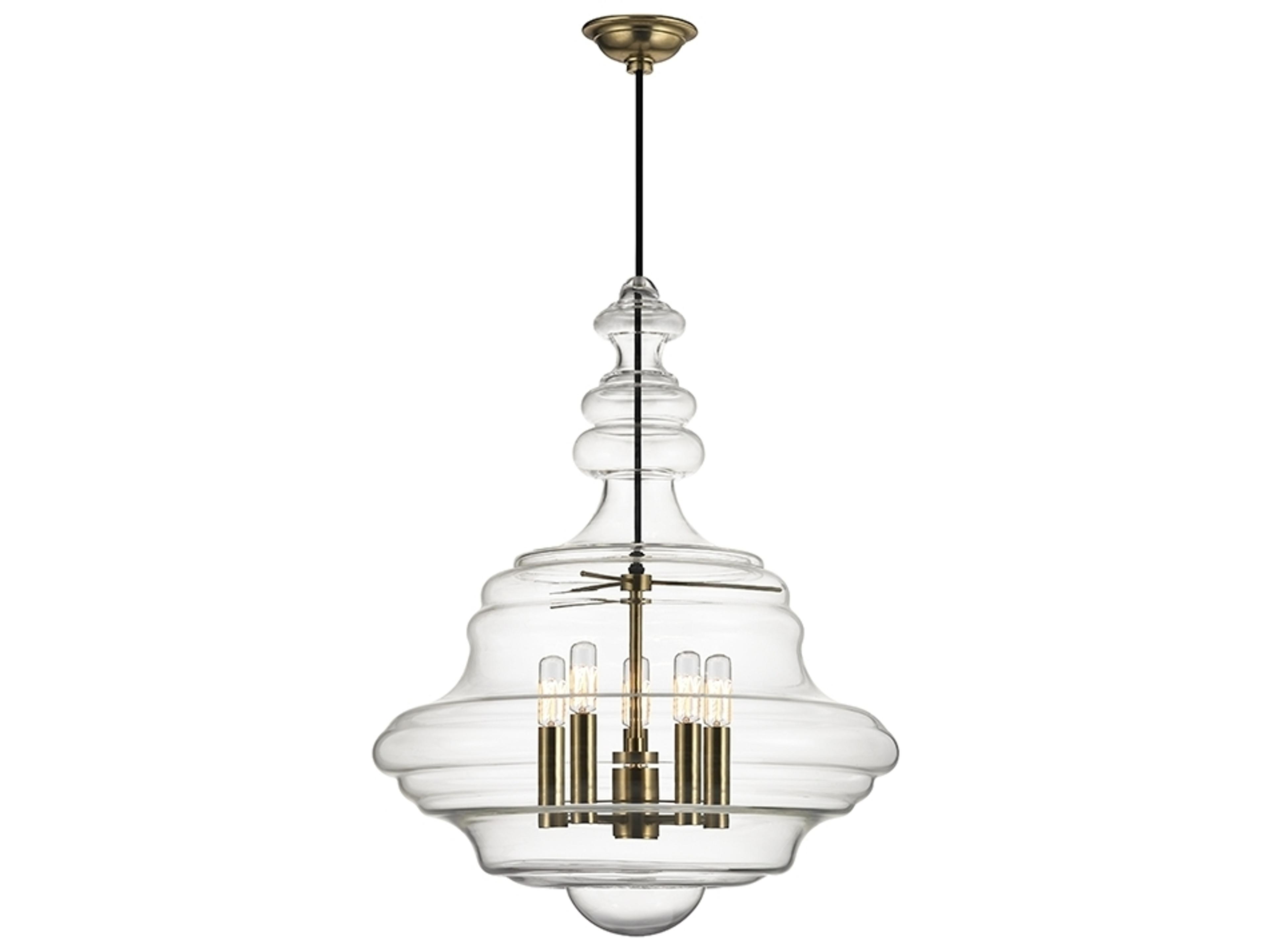 Washington Pendant Light Aged Brass Clear Glass