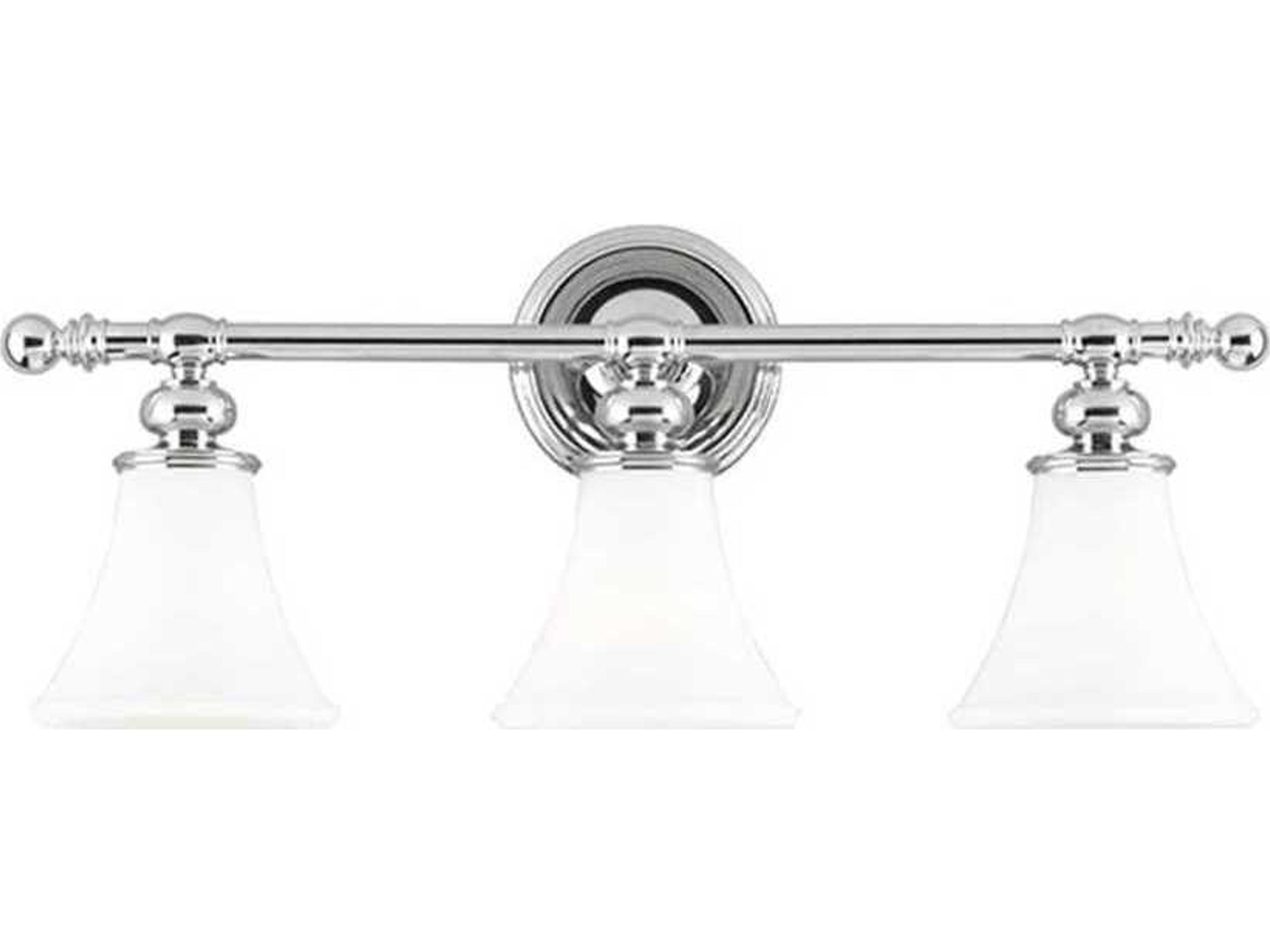 Weston 3-Light Polished Nickel Off White Glass Vanity Light