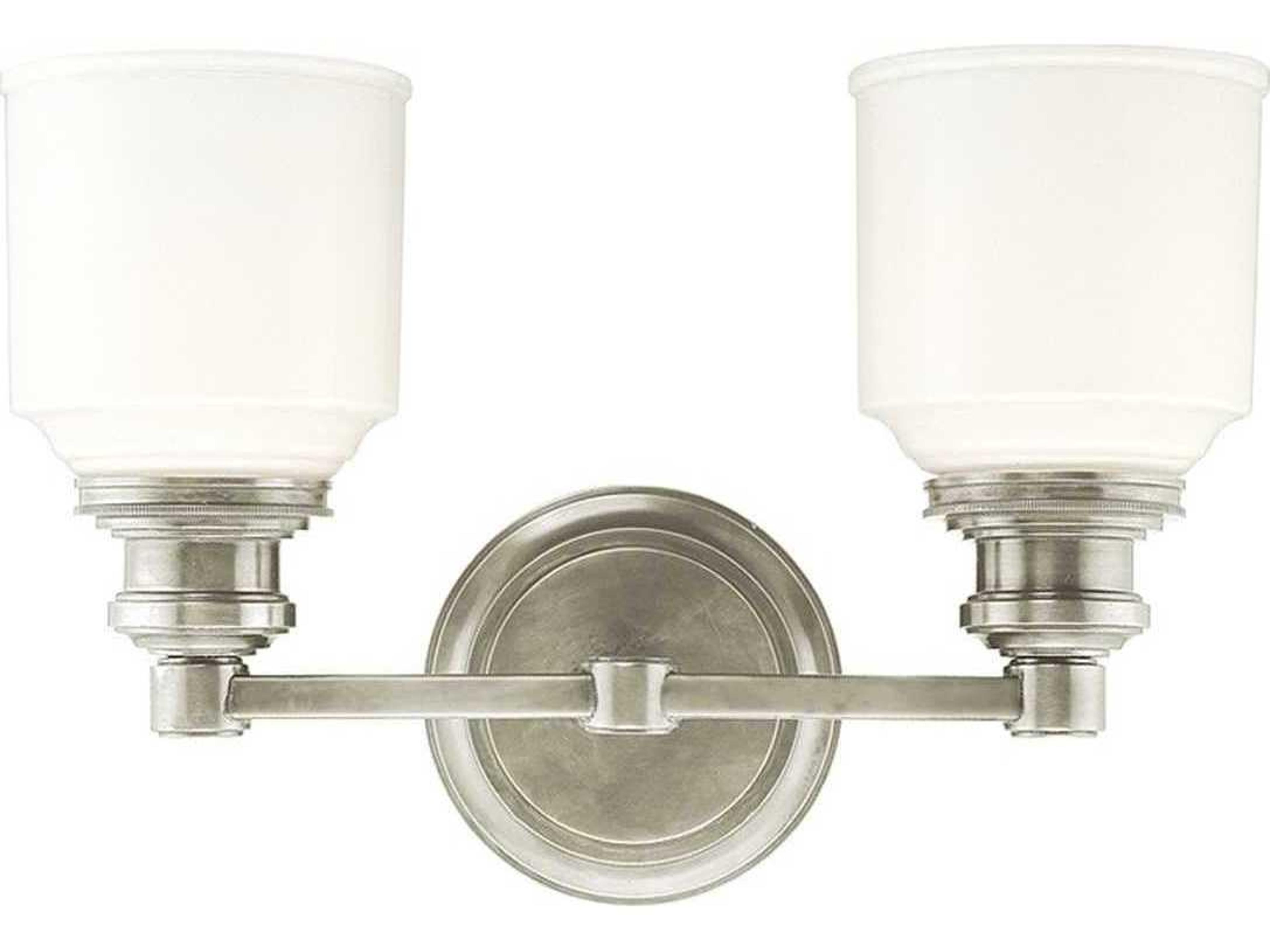 Windham 2-Light Satin Nickel Off White Glass Vanity Light