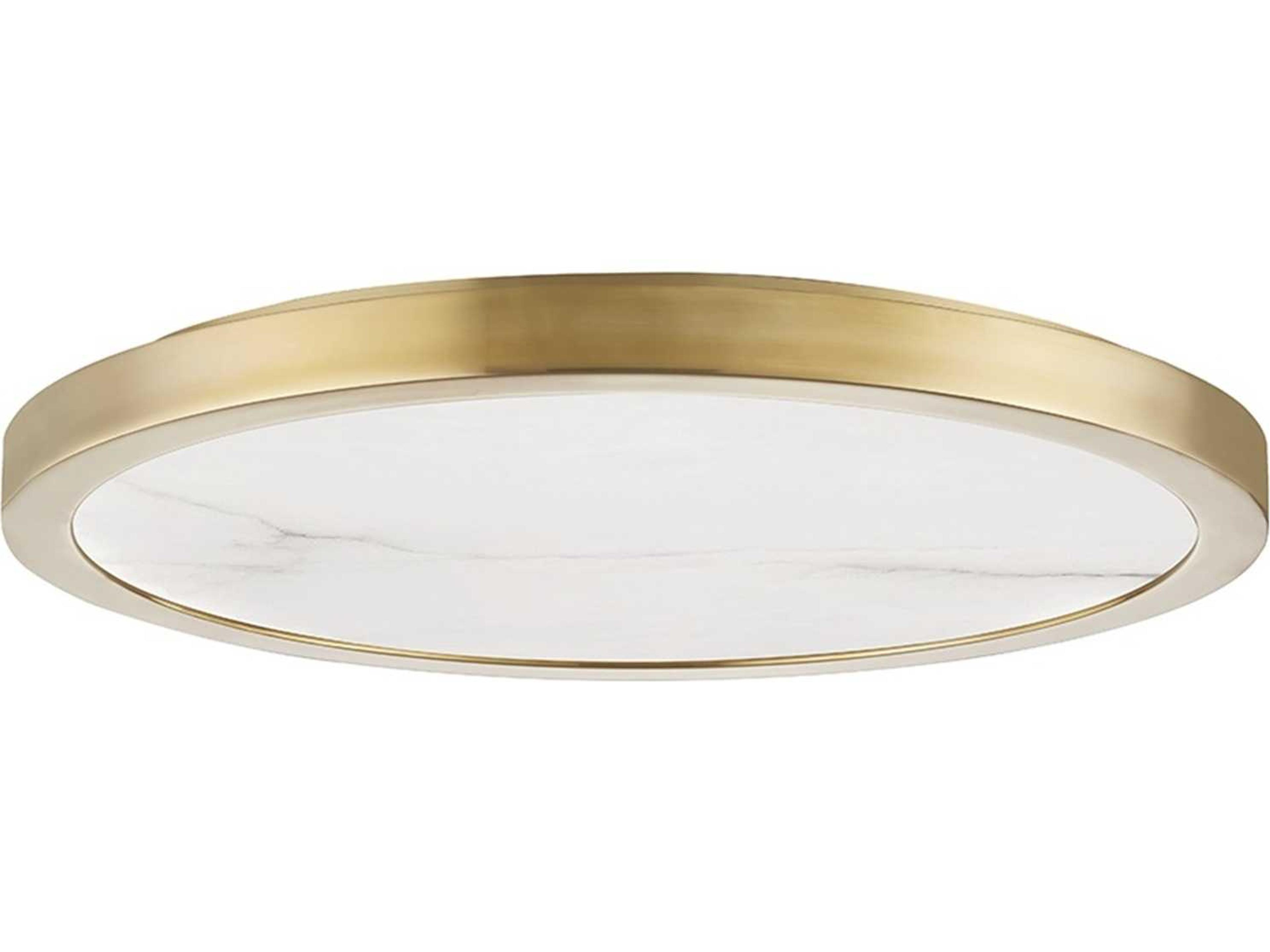 Woodhaven 1-Light Aged Brass LED Round Flush Mount