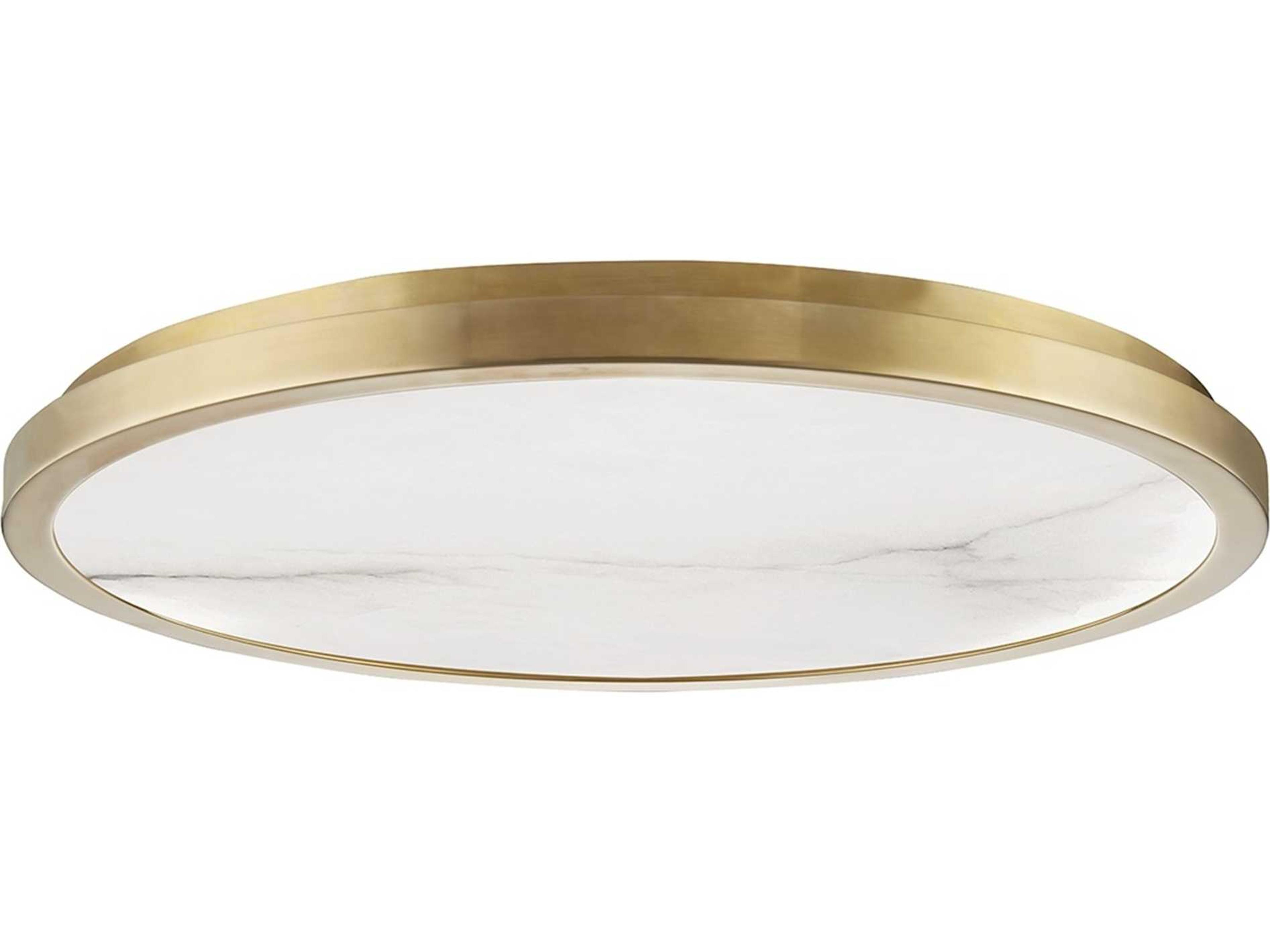 Woodhaven 1-Light Aged Brass LED Round Flush Mount