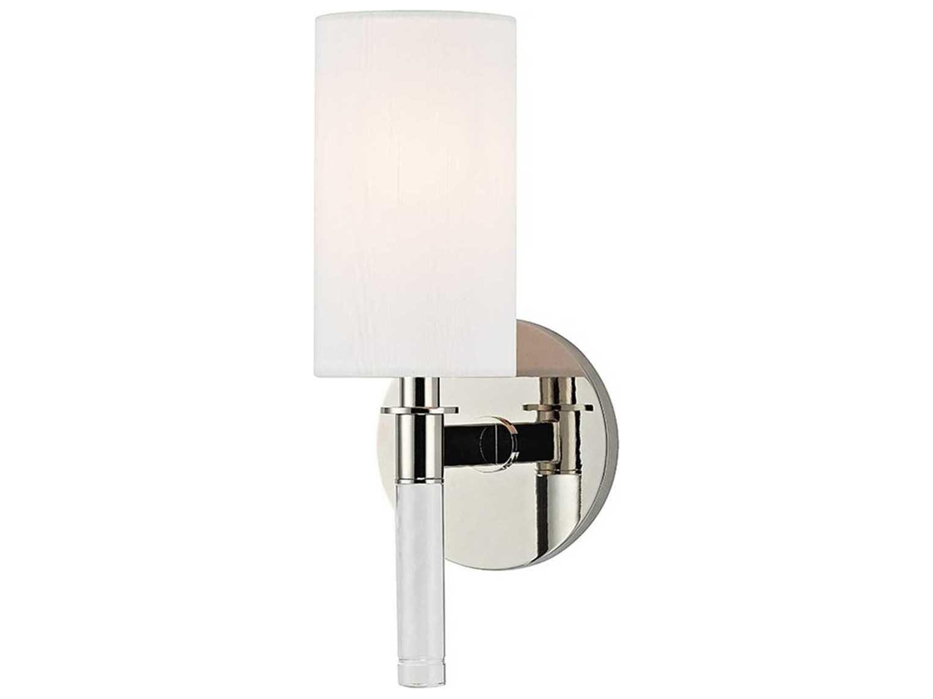 Wylie 1-Light Polished Nickel White Crystal Wall Sconce