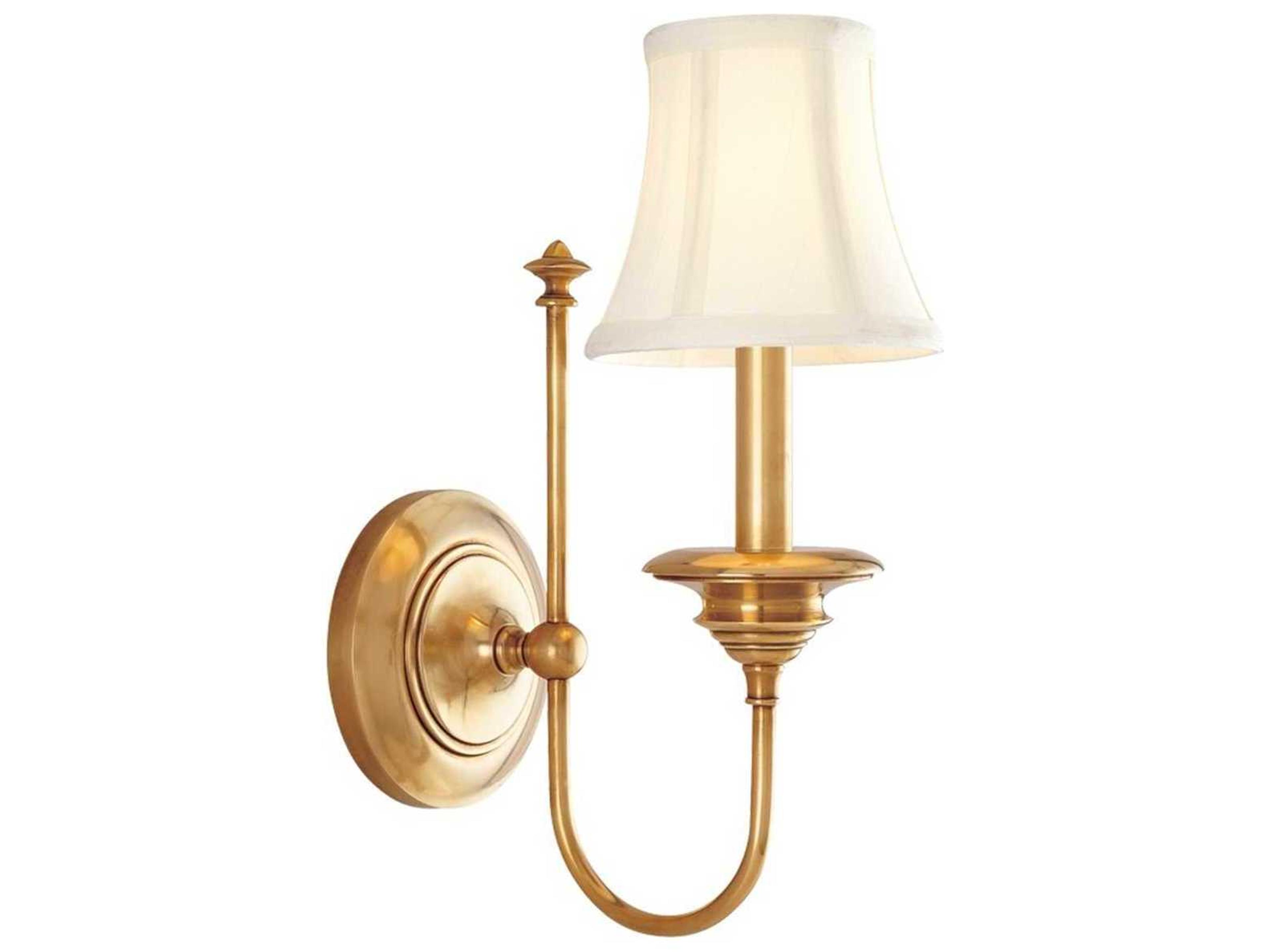 Yorktown 1-Light Aged Brass Off White Wall Sconce