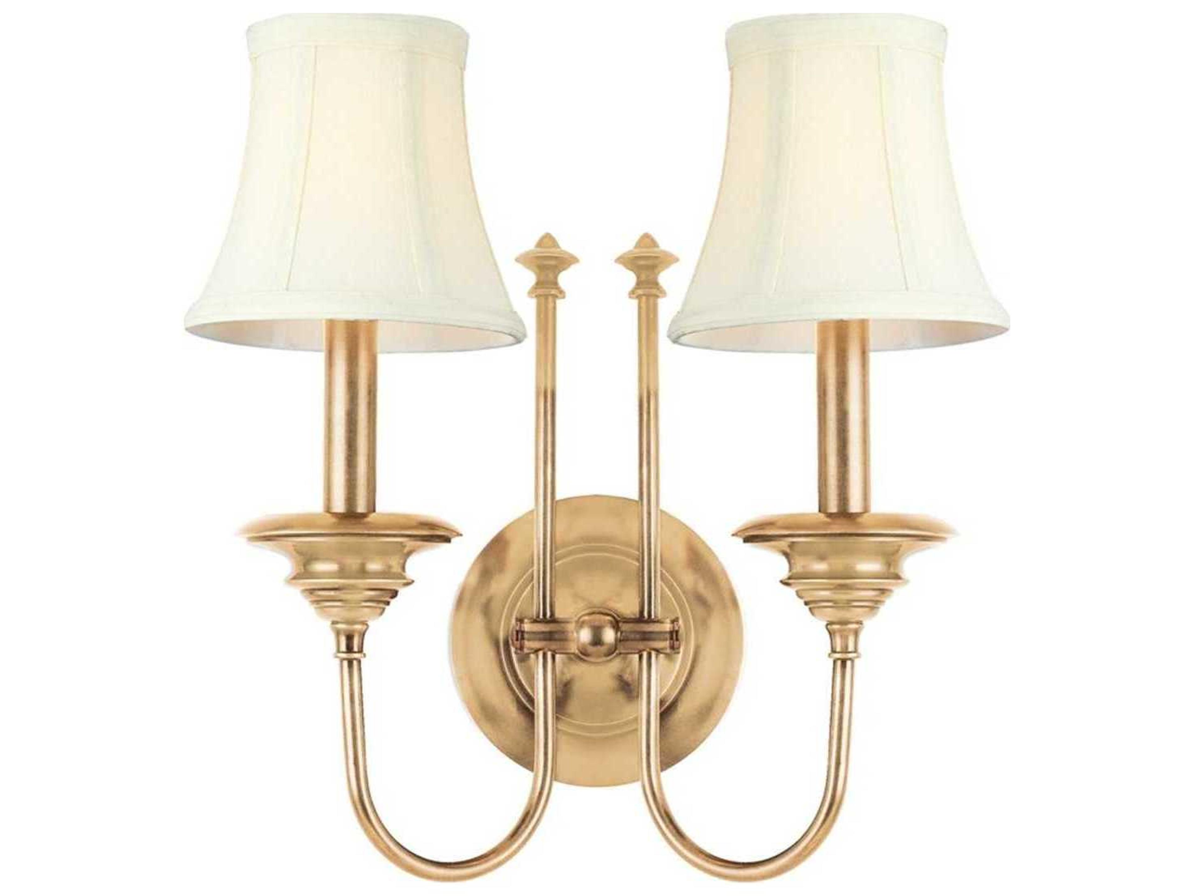 Yorktown 2-Light Aged Brass Off White Wall Sconce