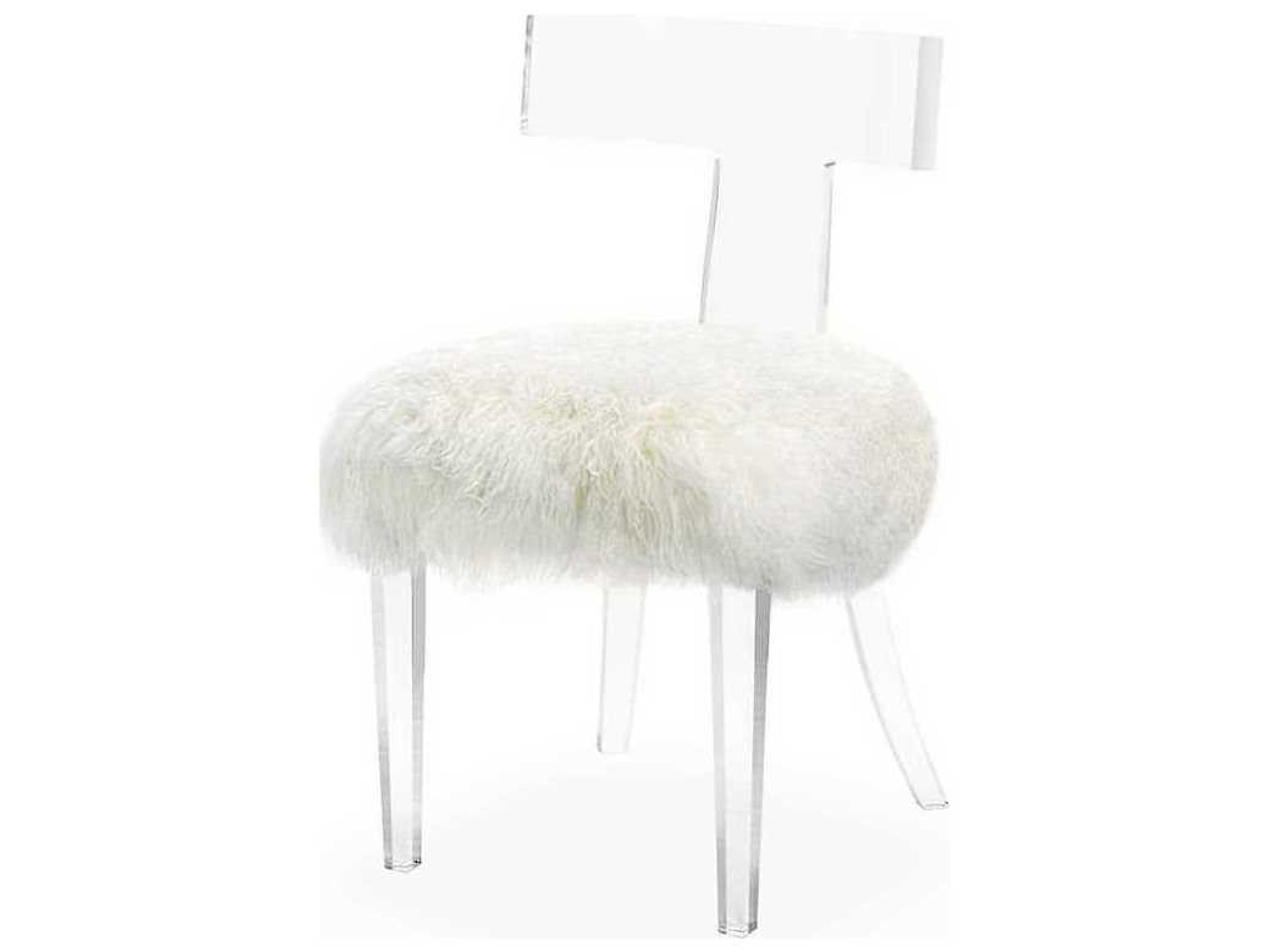 Tristan Klismos Chair Ivory Sheepskin Accent