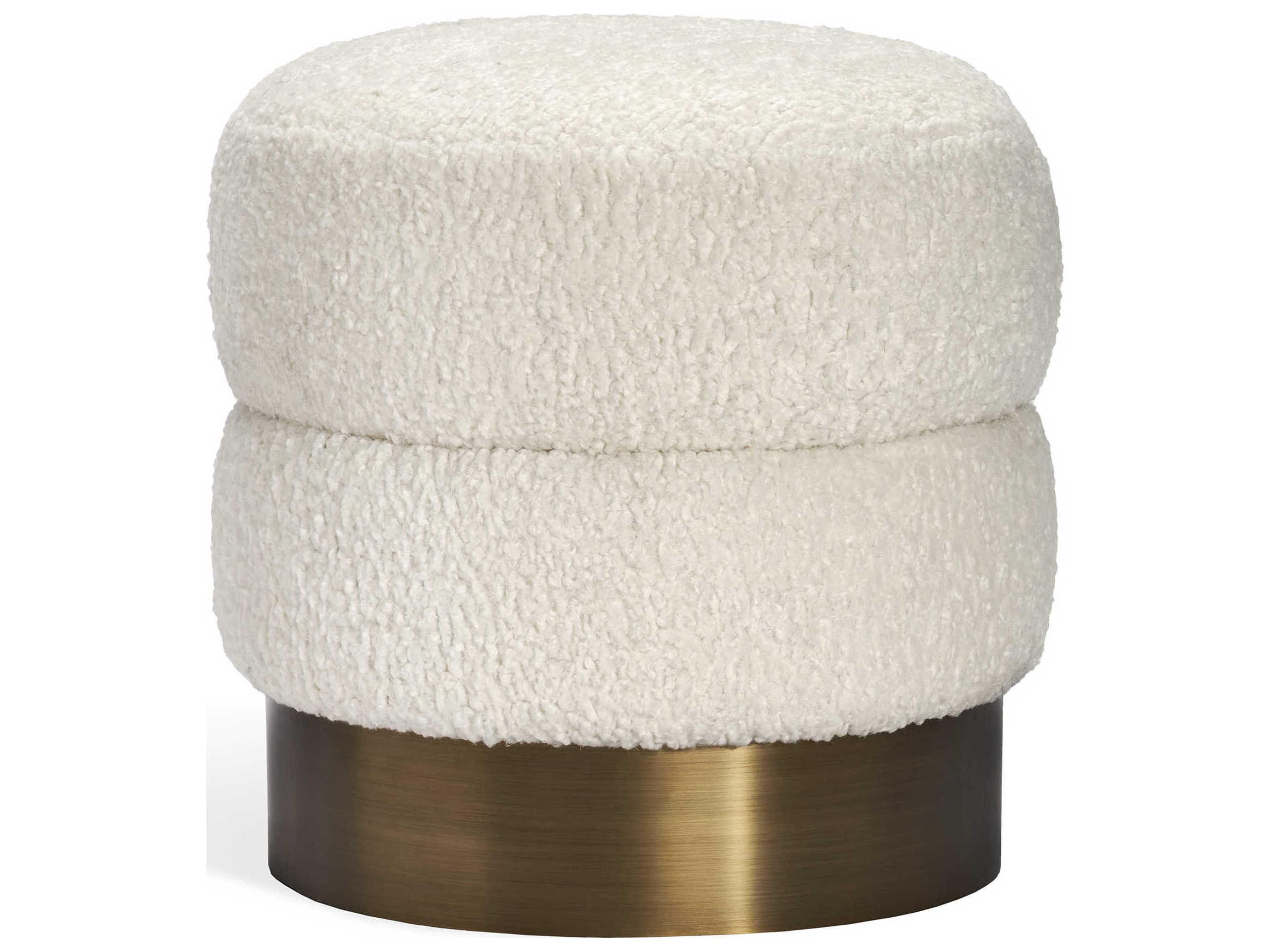 Charlize Upholstered Accent Stool in Cream and Antique Bronze