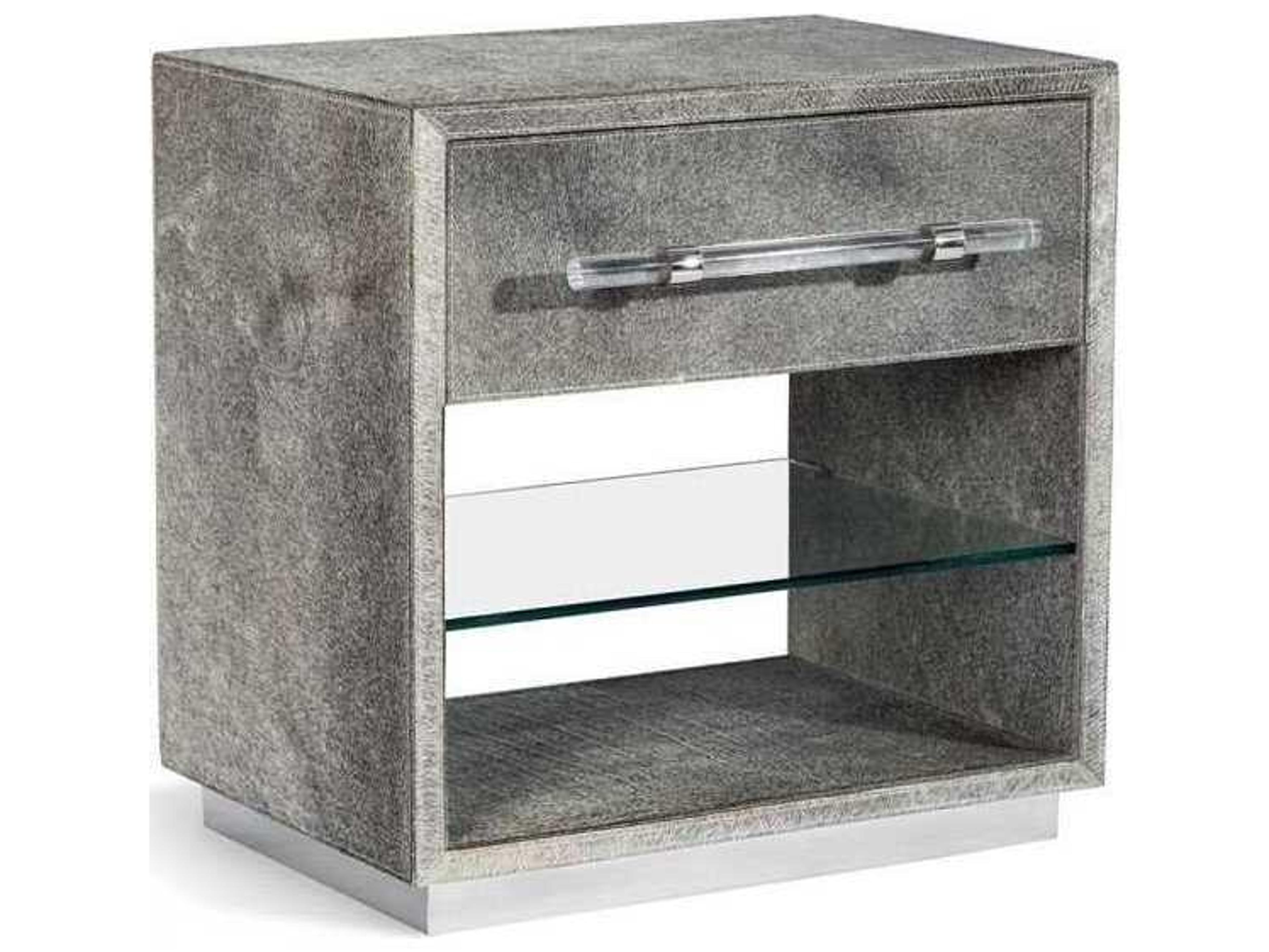 1-Drawer Gray Chest Nightstand