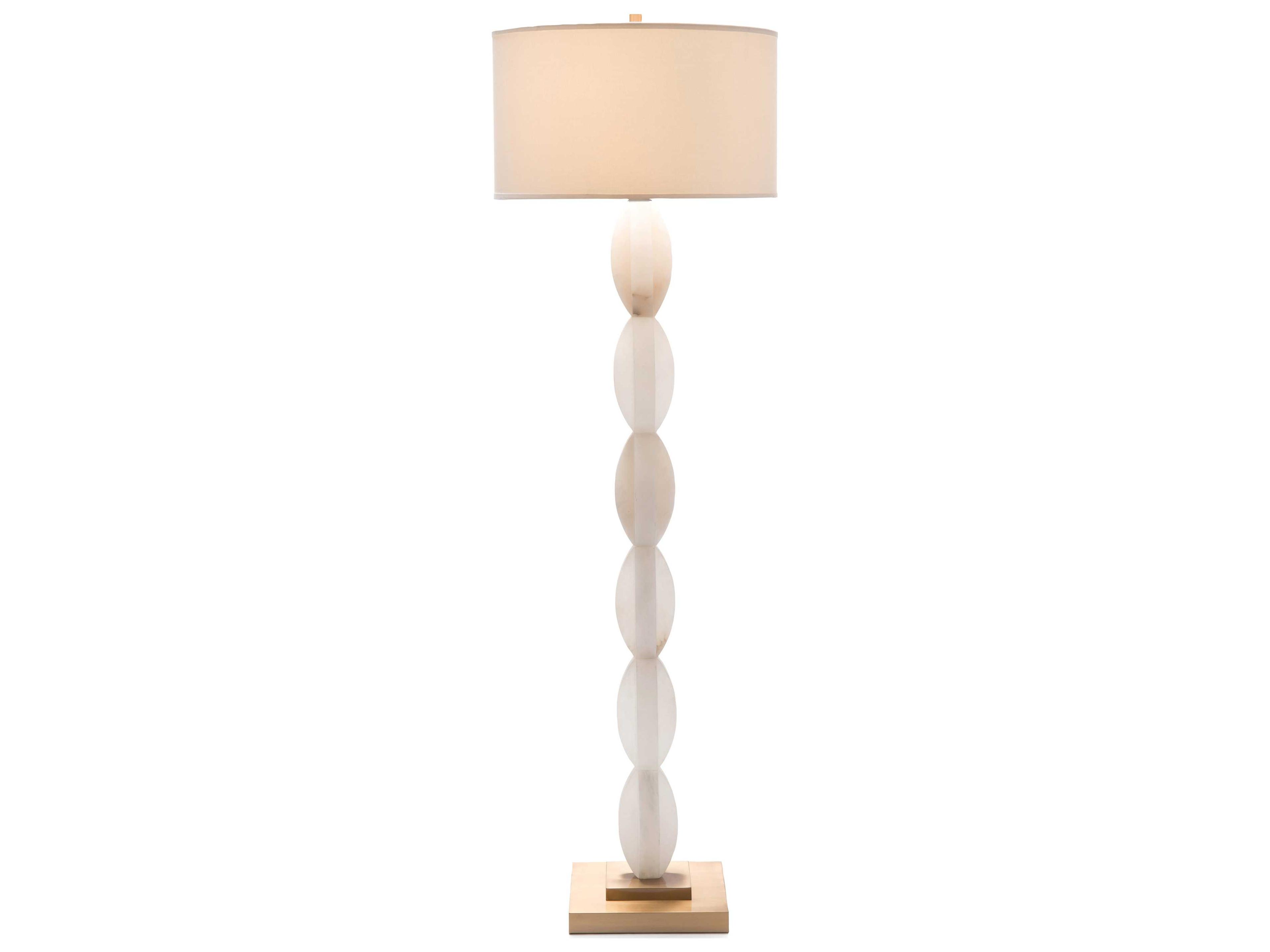 John Richard Mark McDowell Criss-Cross Stacked Alabaster & Coffee Bronze White Floor Lamp