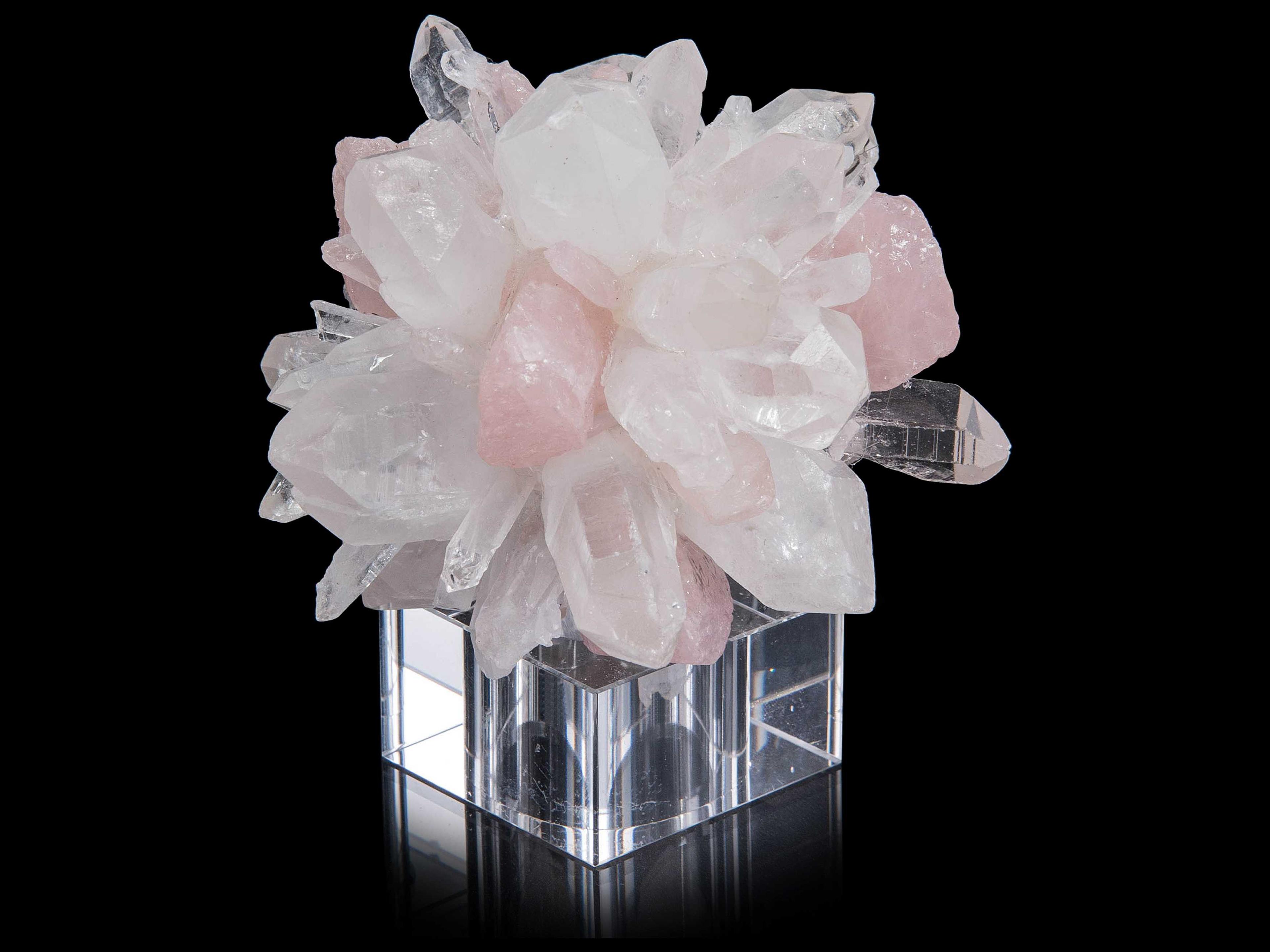 Rock Quartz Points with Rose Quartz Ball Sculpture