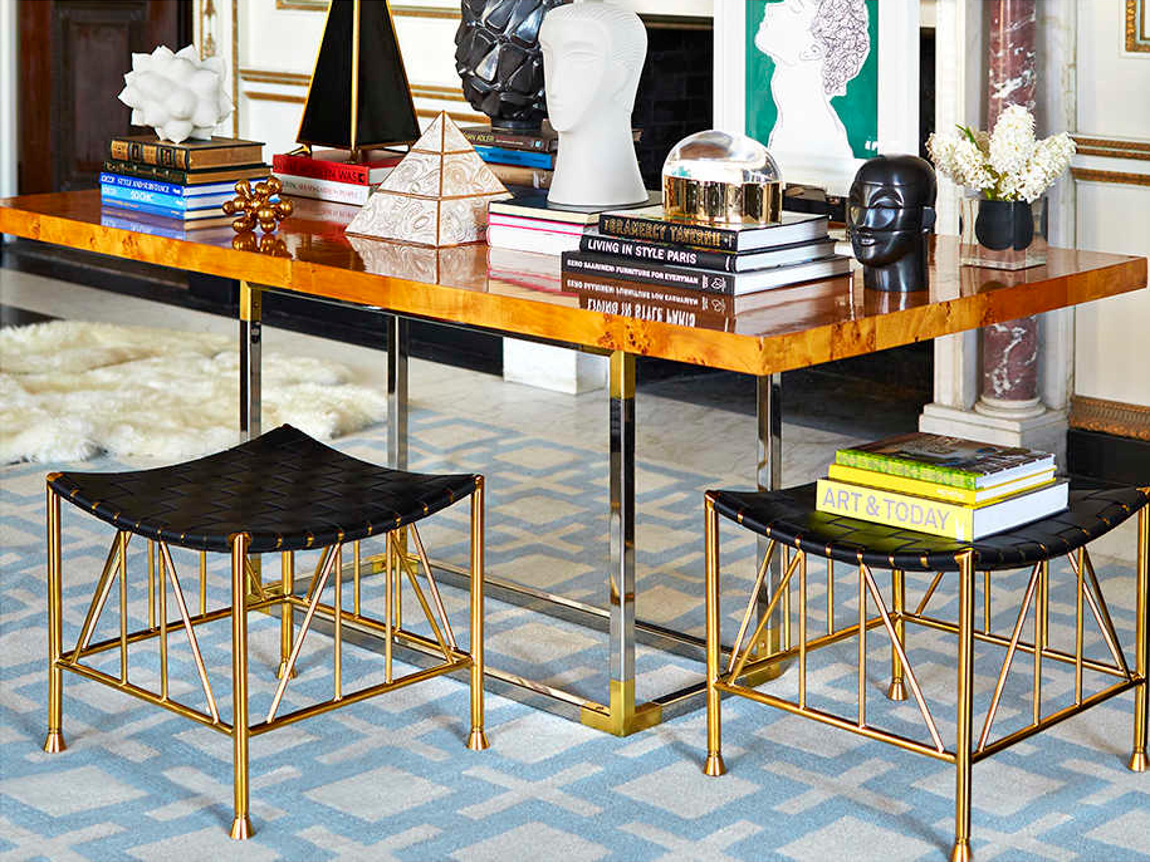 Jonathan Adler Bond Rectangular Wood Burled Mappa Dining Table