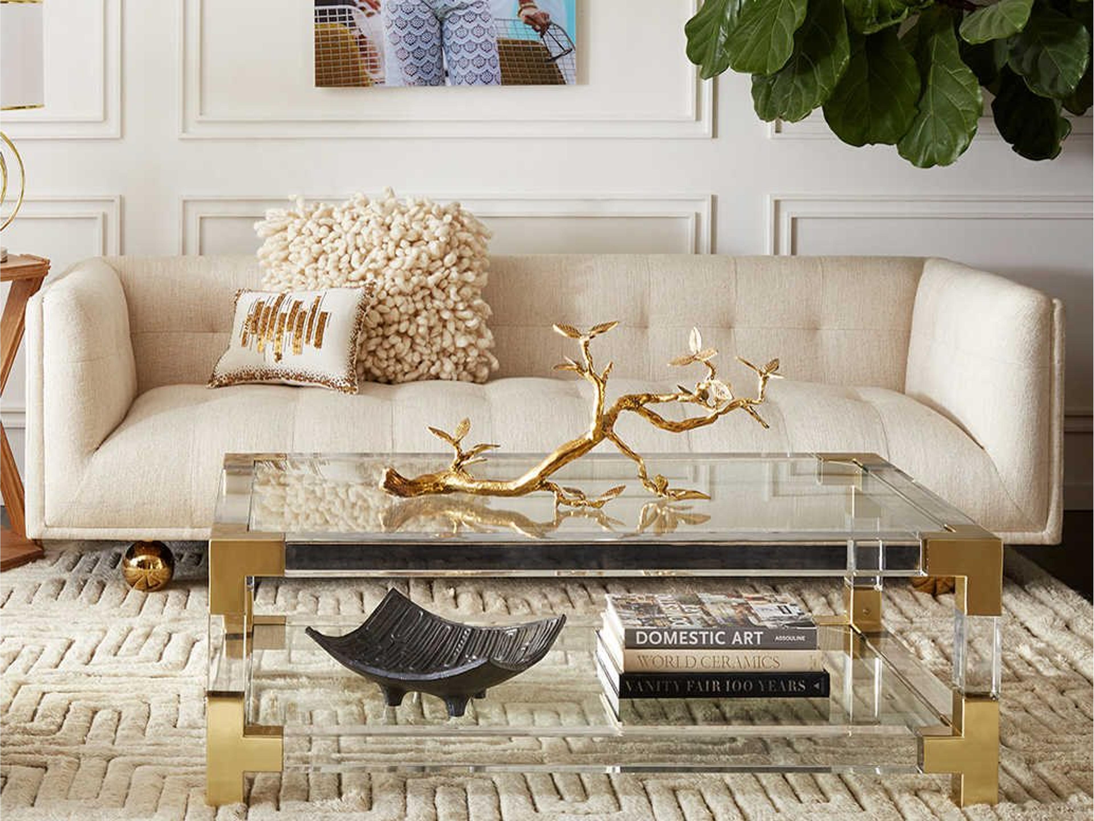 Jonathan Adler Claridge Belfast Stone White Upholstered Sofa