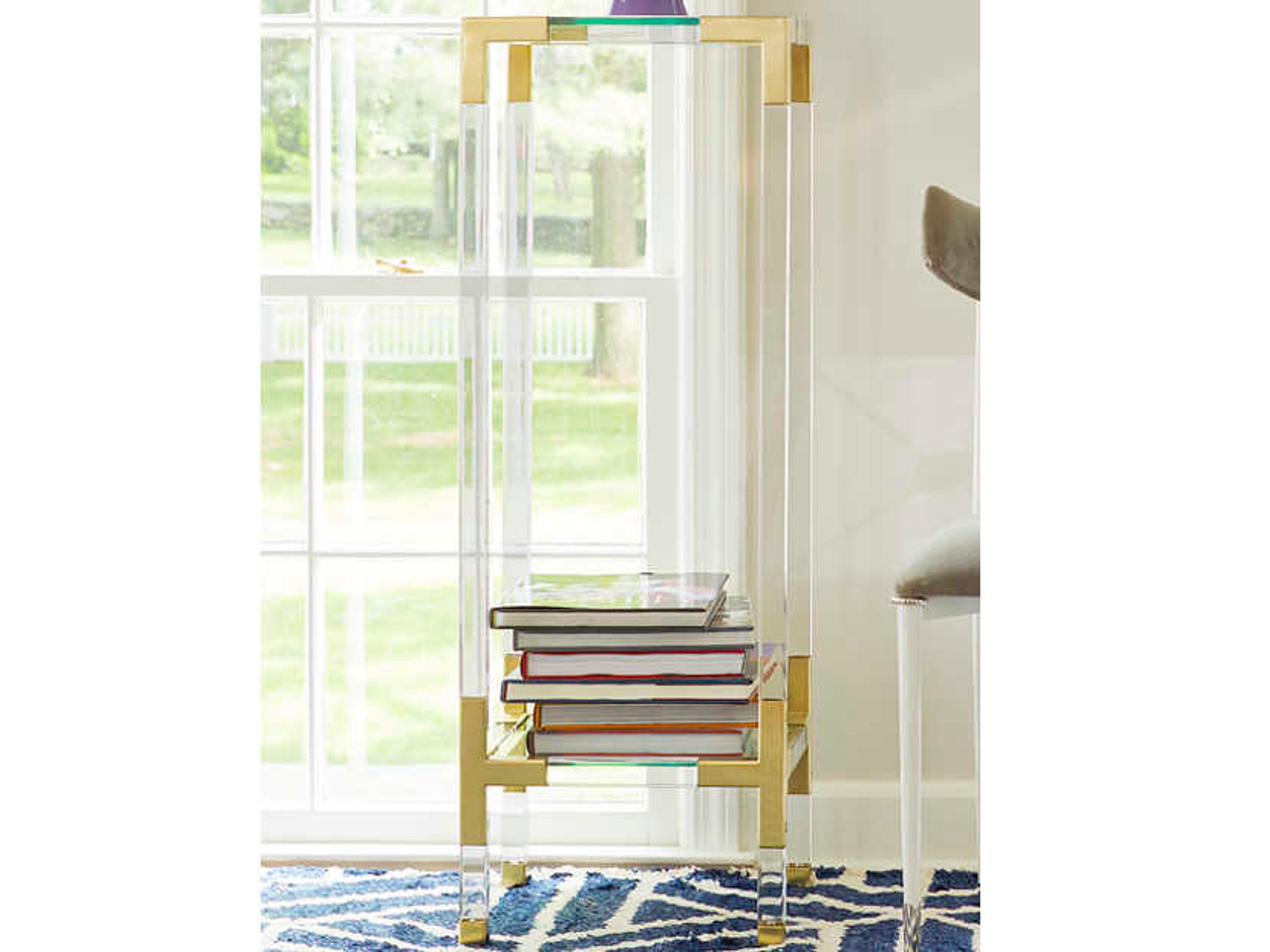 Jonathan Adler Jacques Square Glass Brass End Table