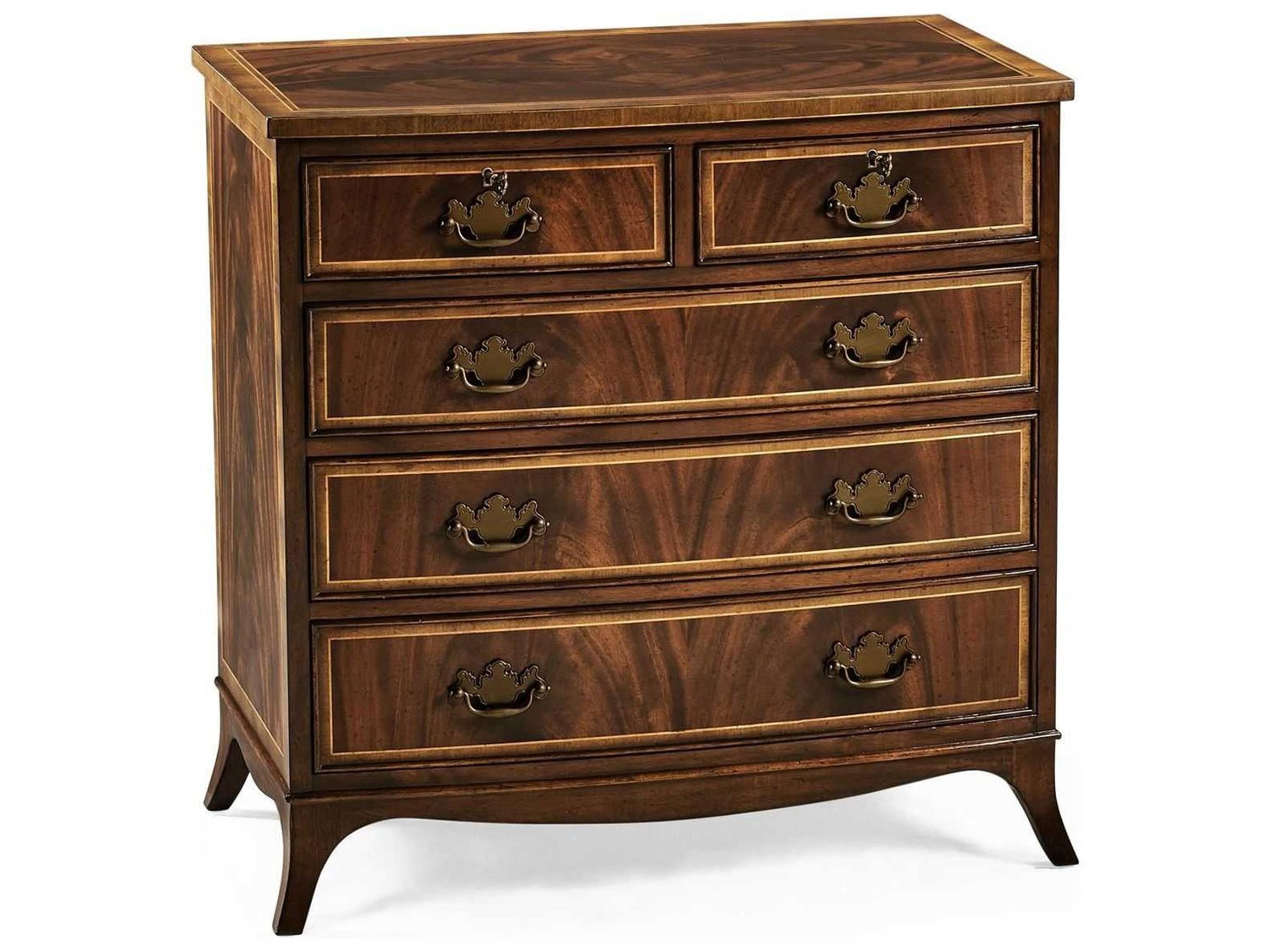 Jc Traditional 5-Drawers Brown Mahogany Wood Dresser