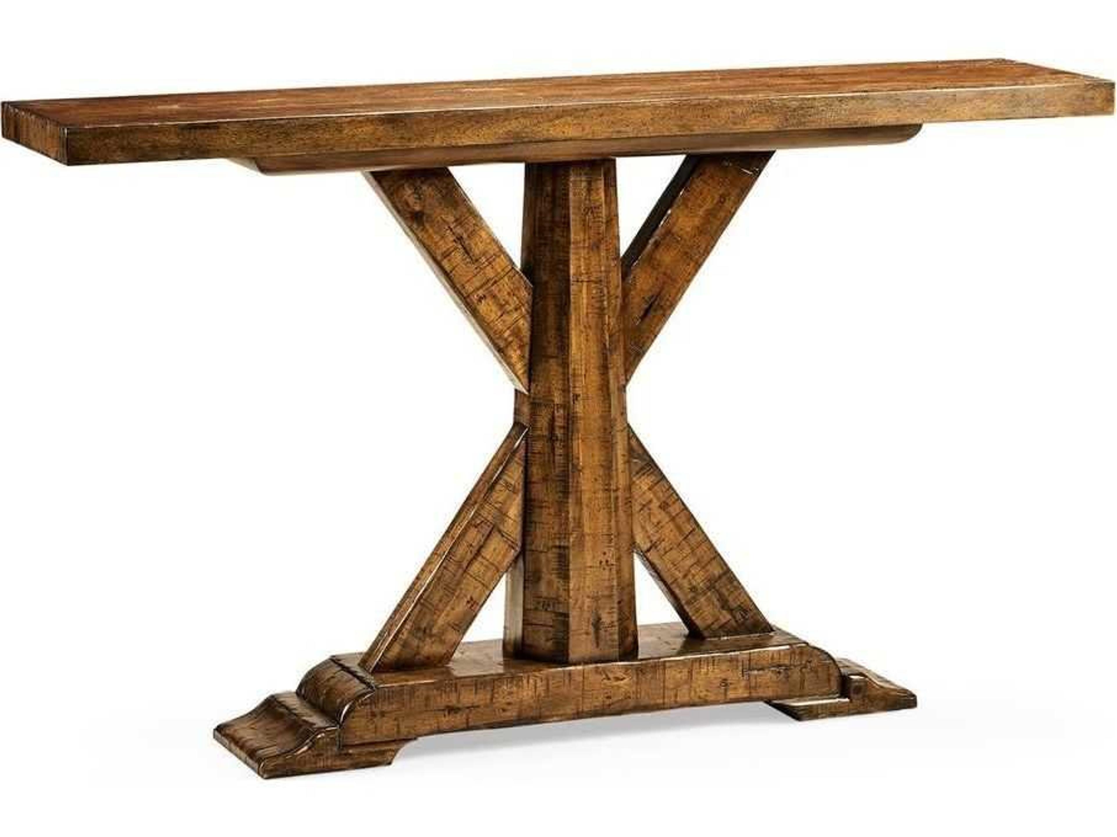 Casually Country Rectangular Wood Farmhouse Walnut Console Table