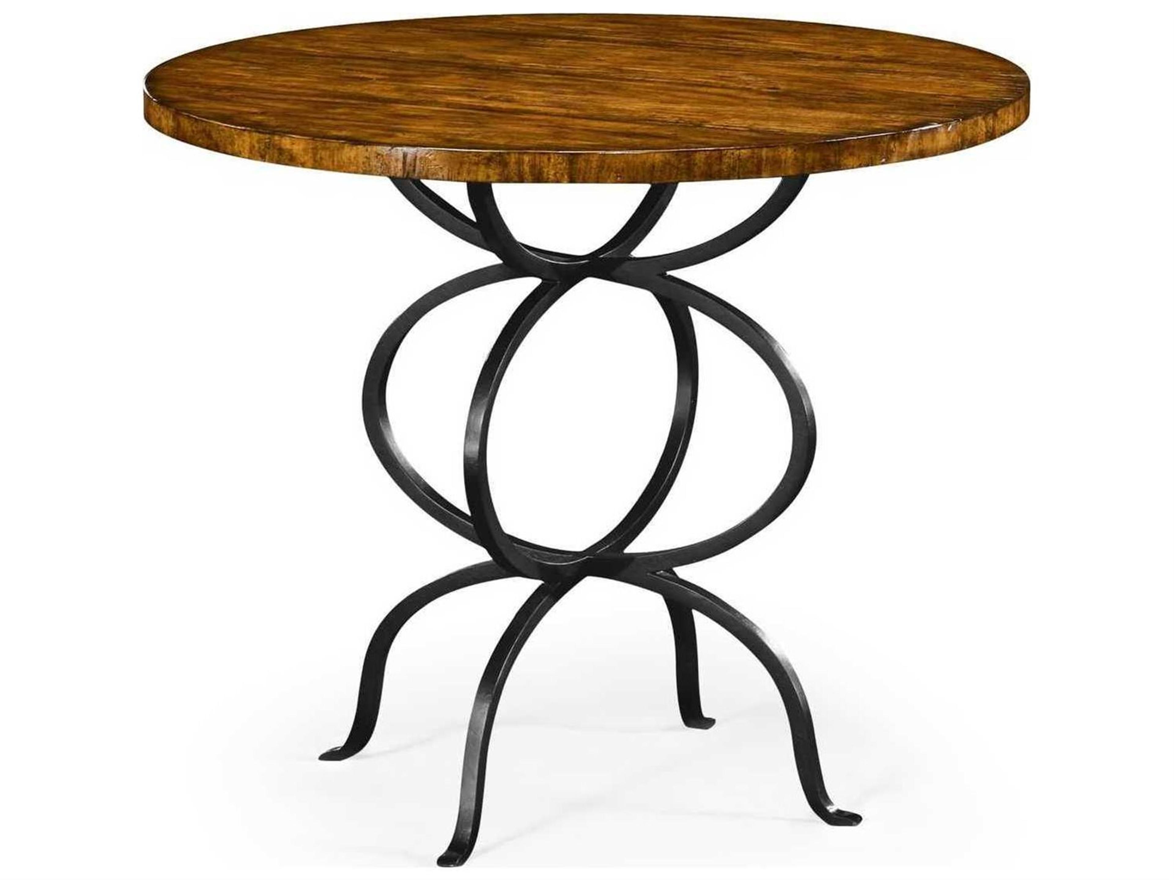 Casually Country Round Wood Farmhouse Walnut Dining Table