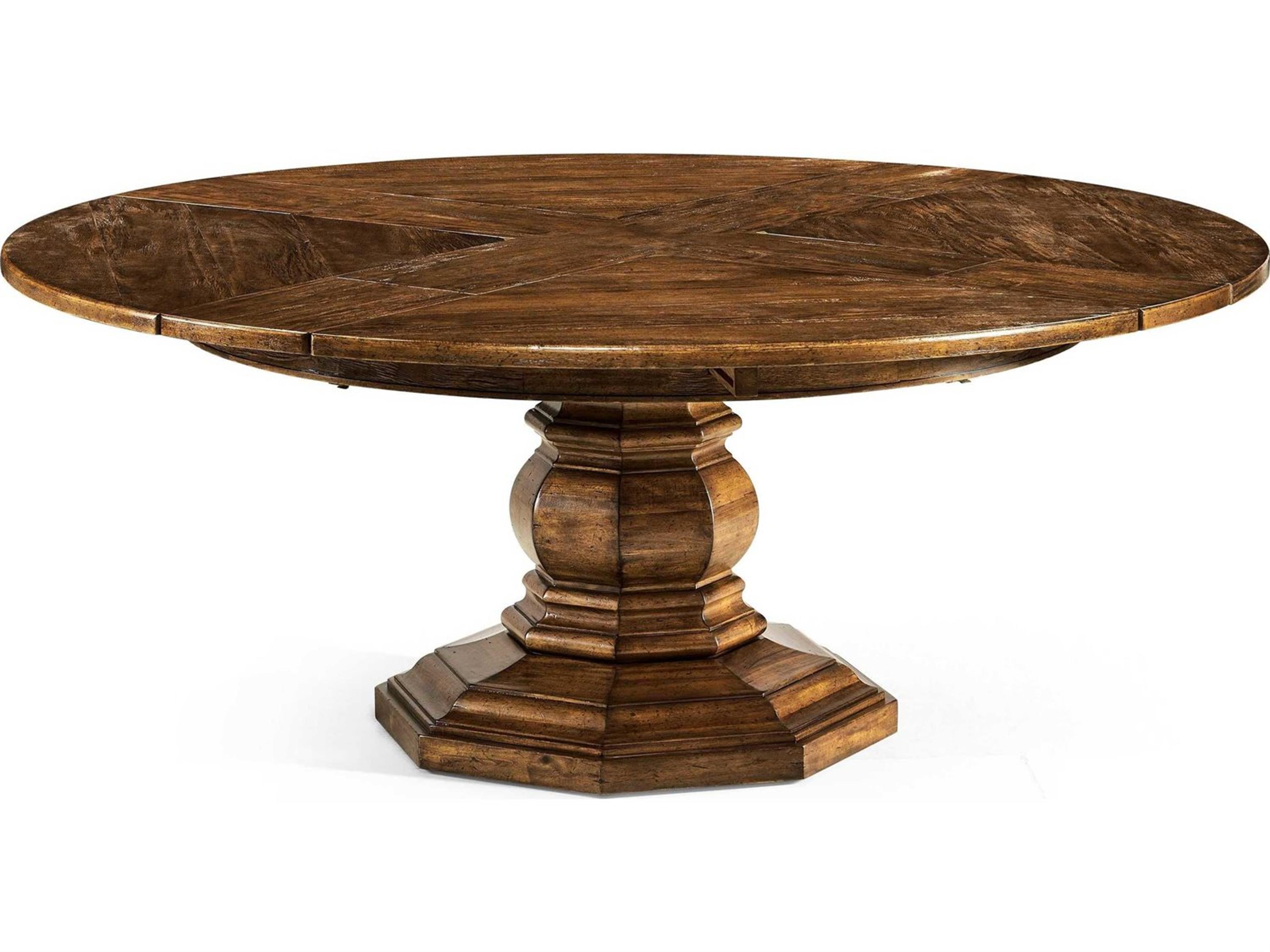 Jc Casual Accents Country Walnut Round Extendable Dining Table