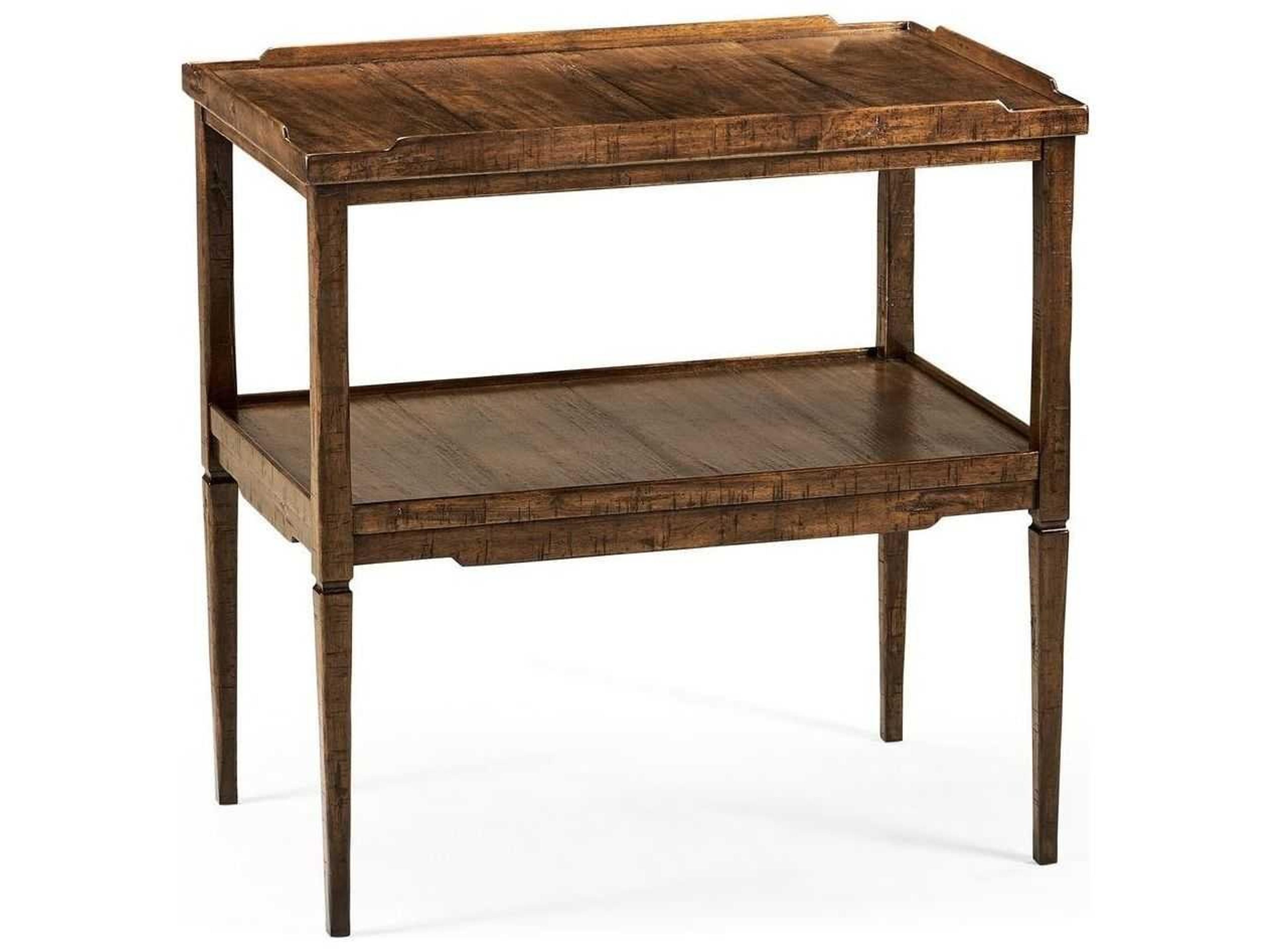 Jc Casual Rectangular Wood Country Farmhouse Walnut End Table