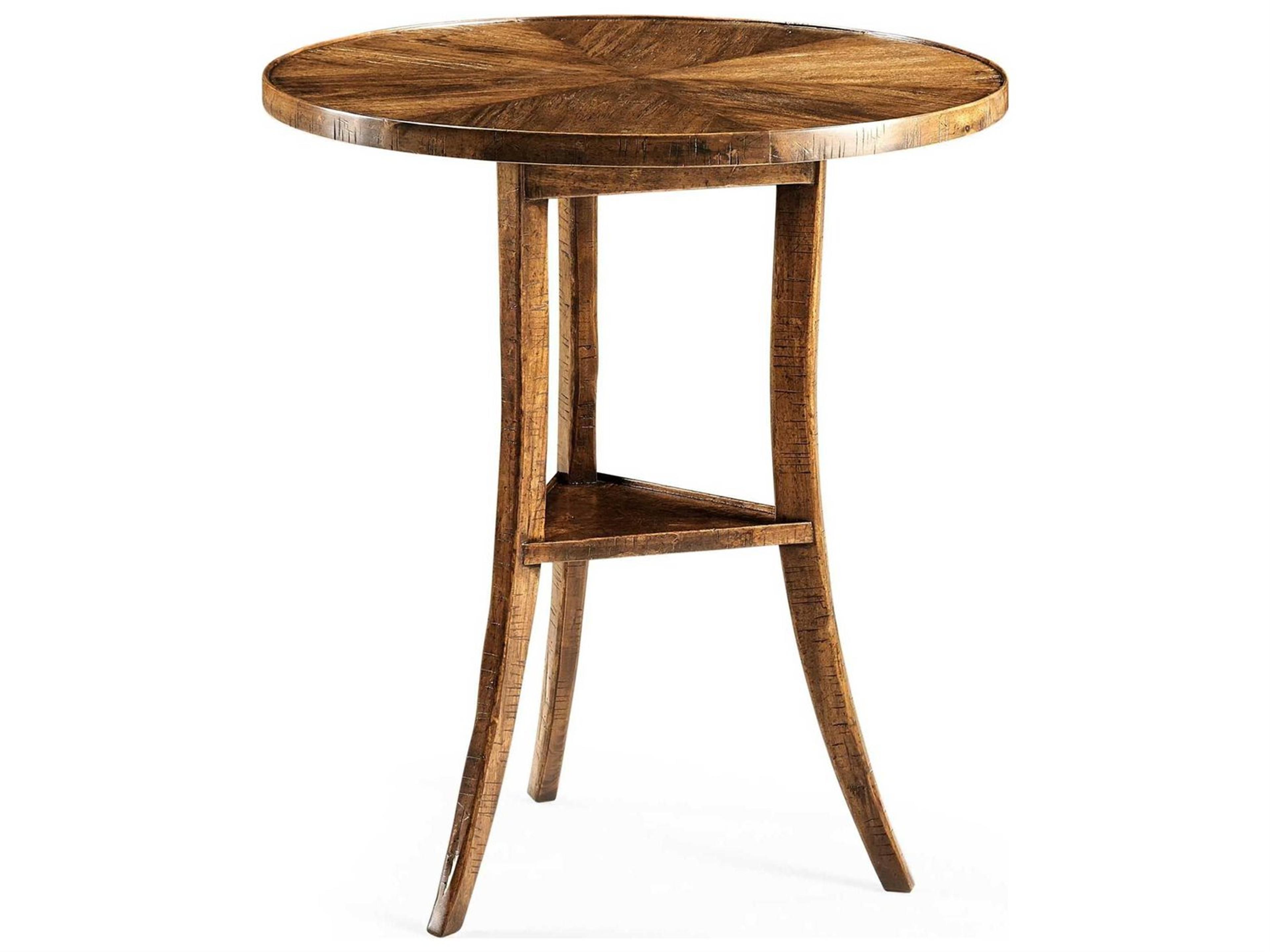 Casually Country Round Wood Farmhouse Walnut End Table