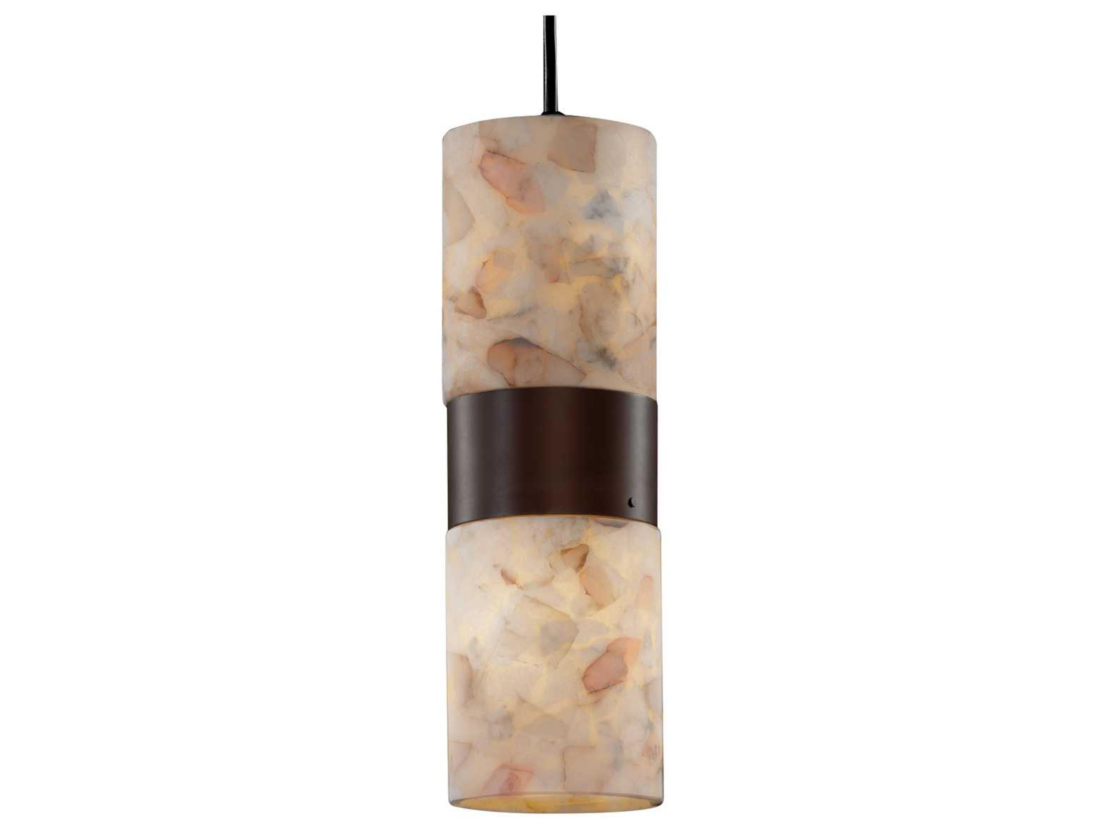 Alabaster Rocks 2-Light Bronze Cylinder Mini Pendant
