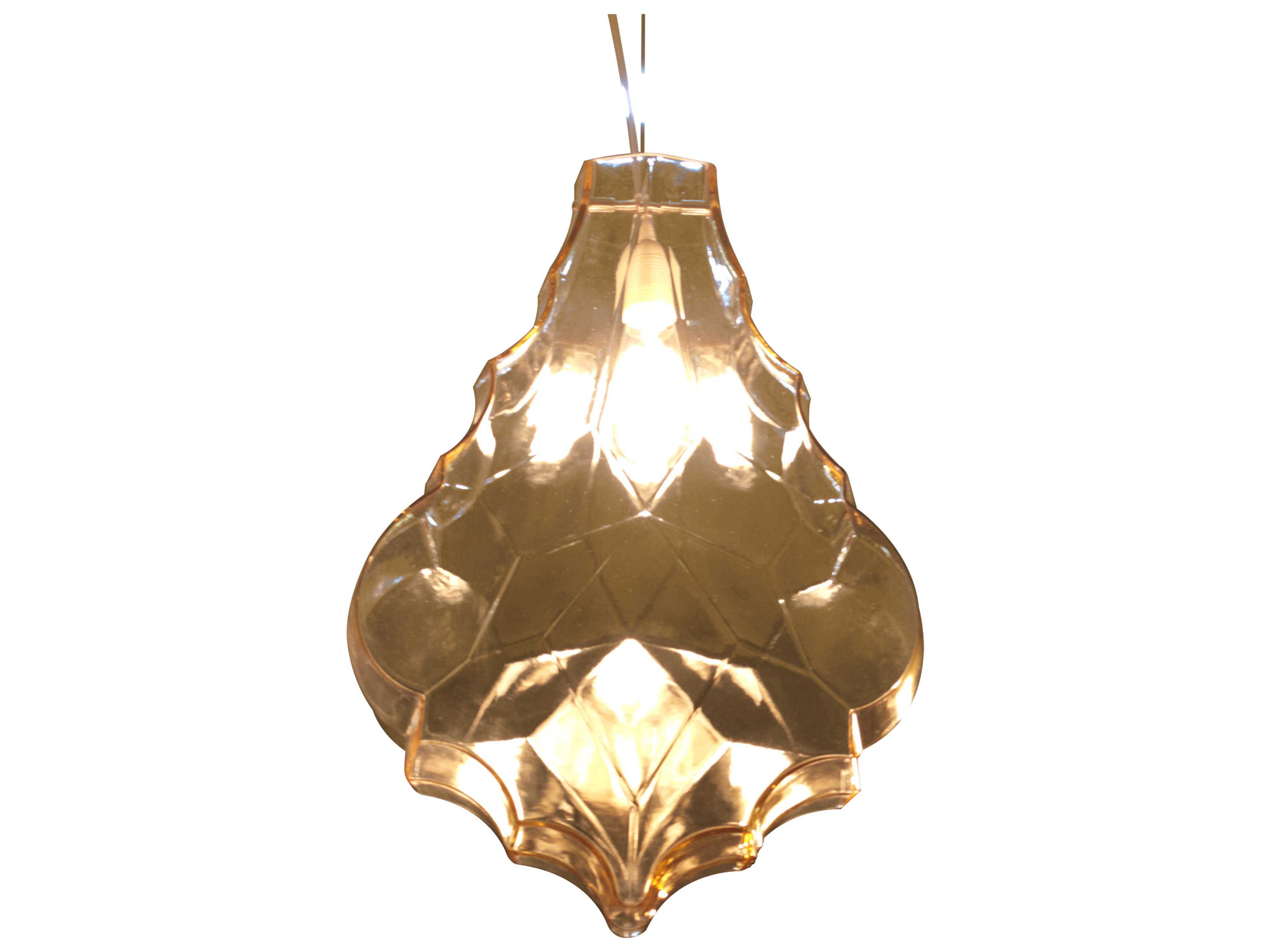 1-Light Pale Yellow Glass LED Geometric Pendant