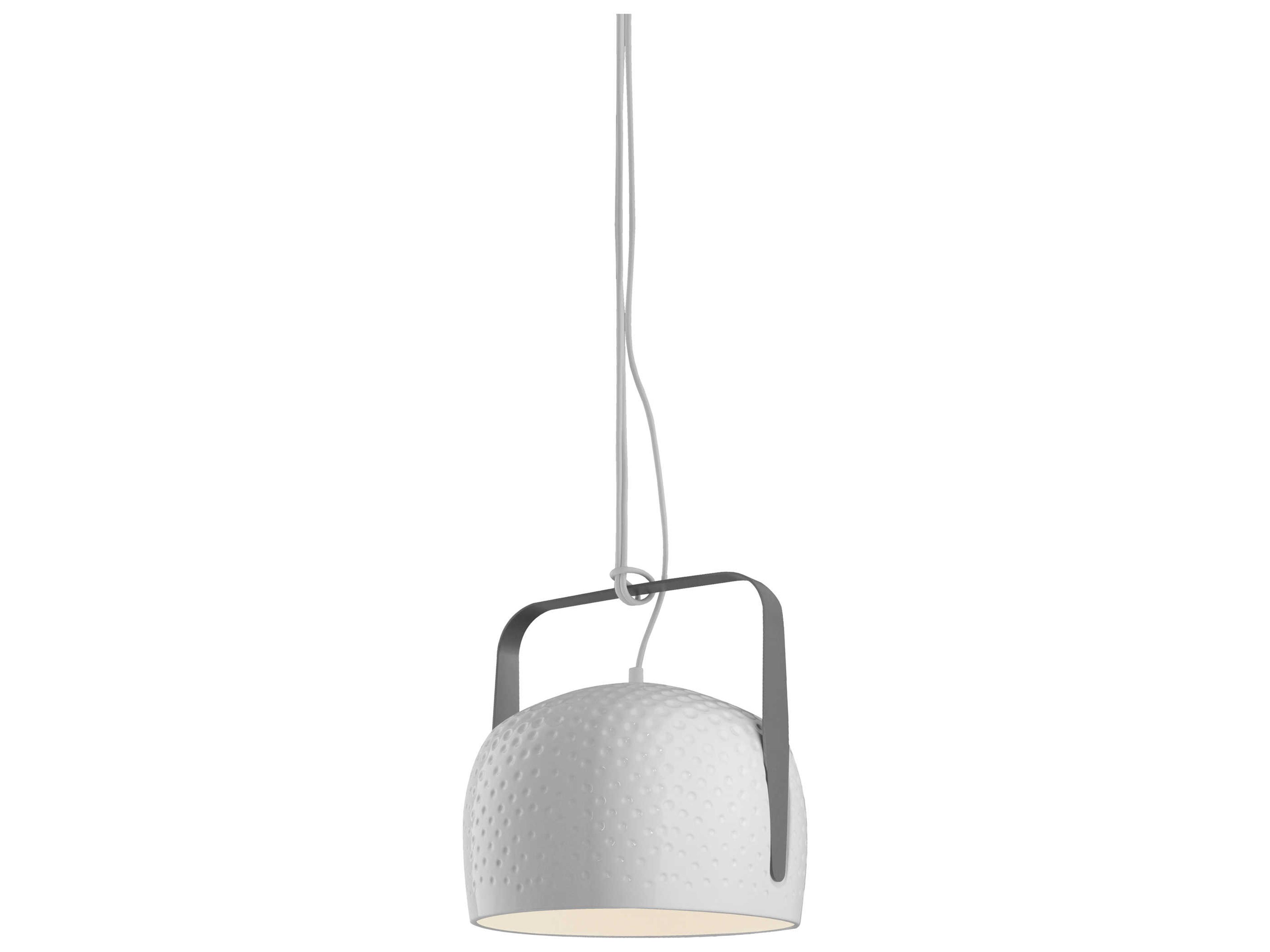 Bag Pendant Light Textured Glossy White Ceramic