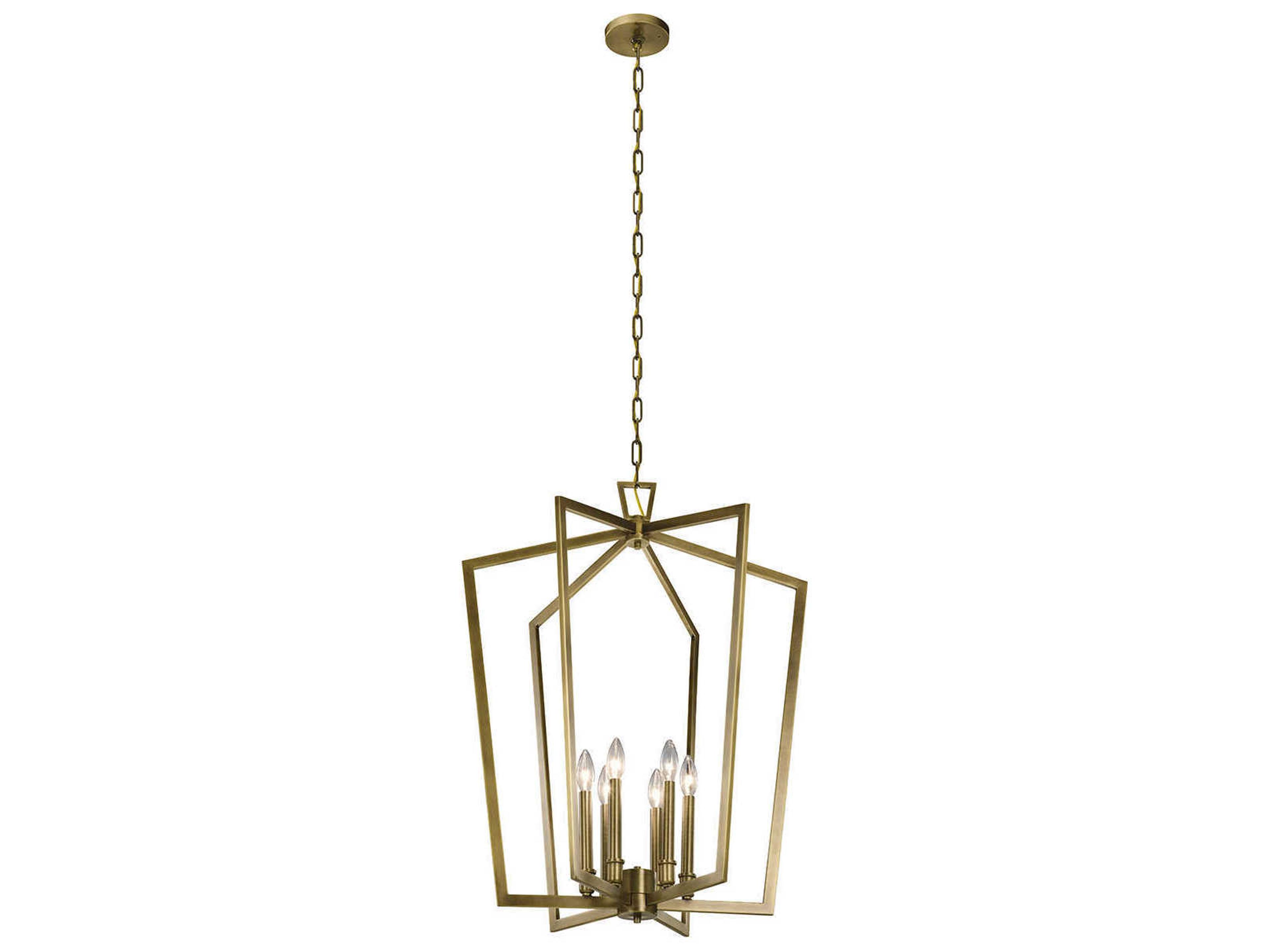 Abbotswell 6-Light Natural Brass Geometric Pendant