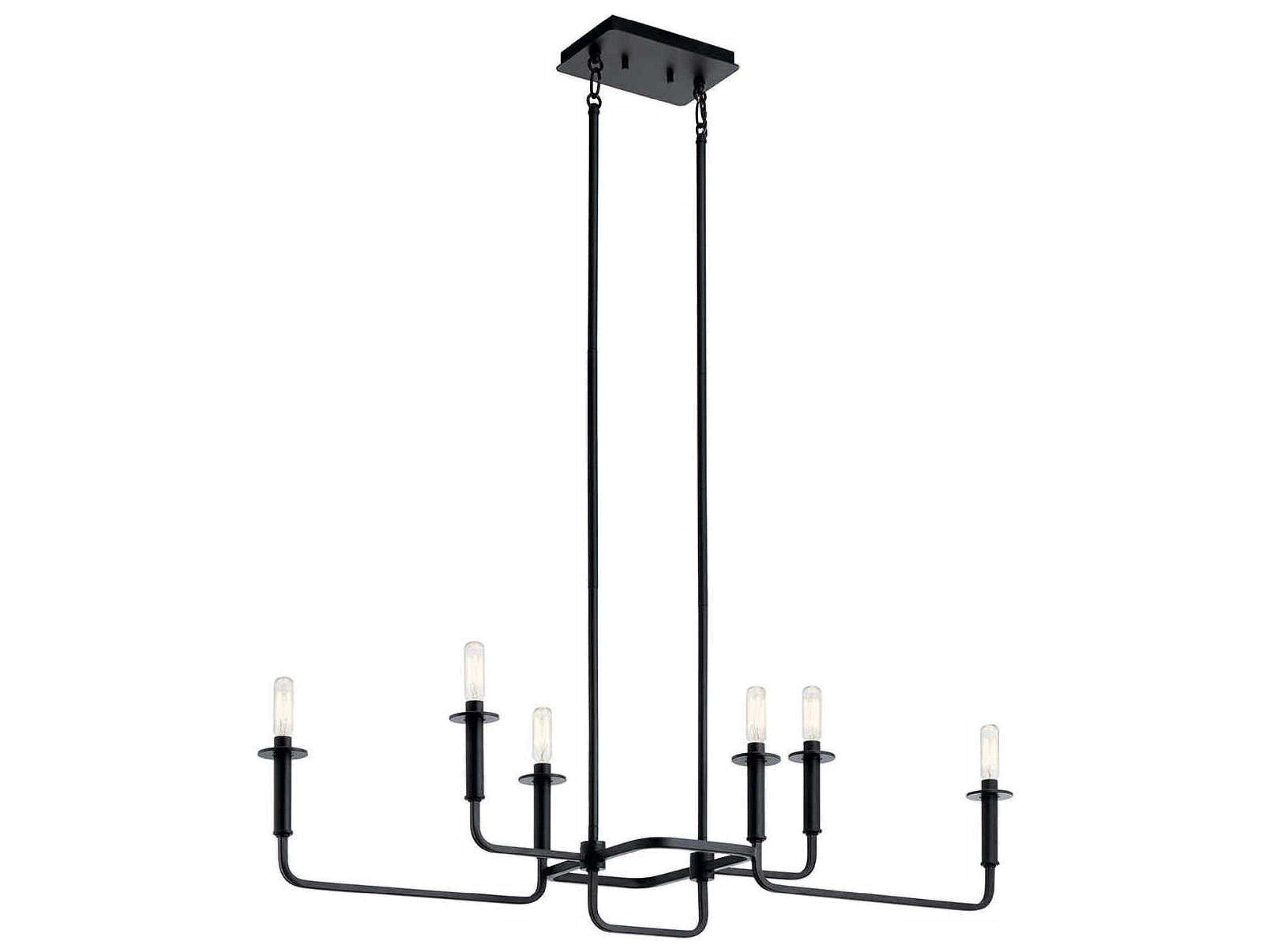 Alden 6-Light Black Linear Island Pendant