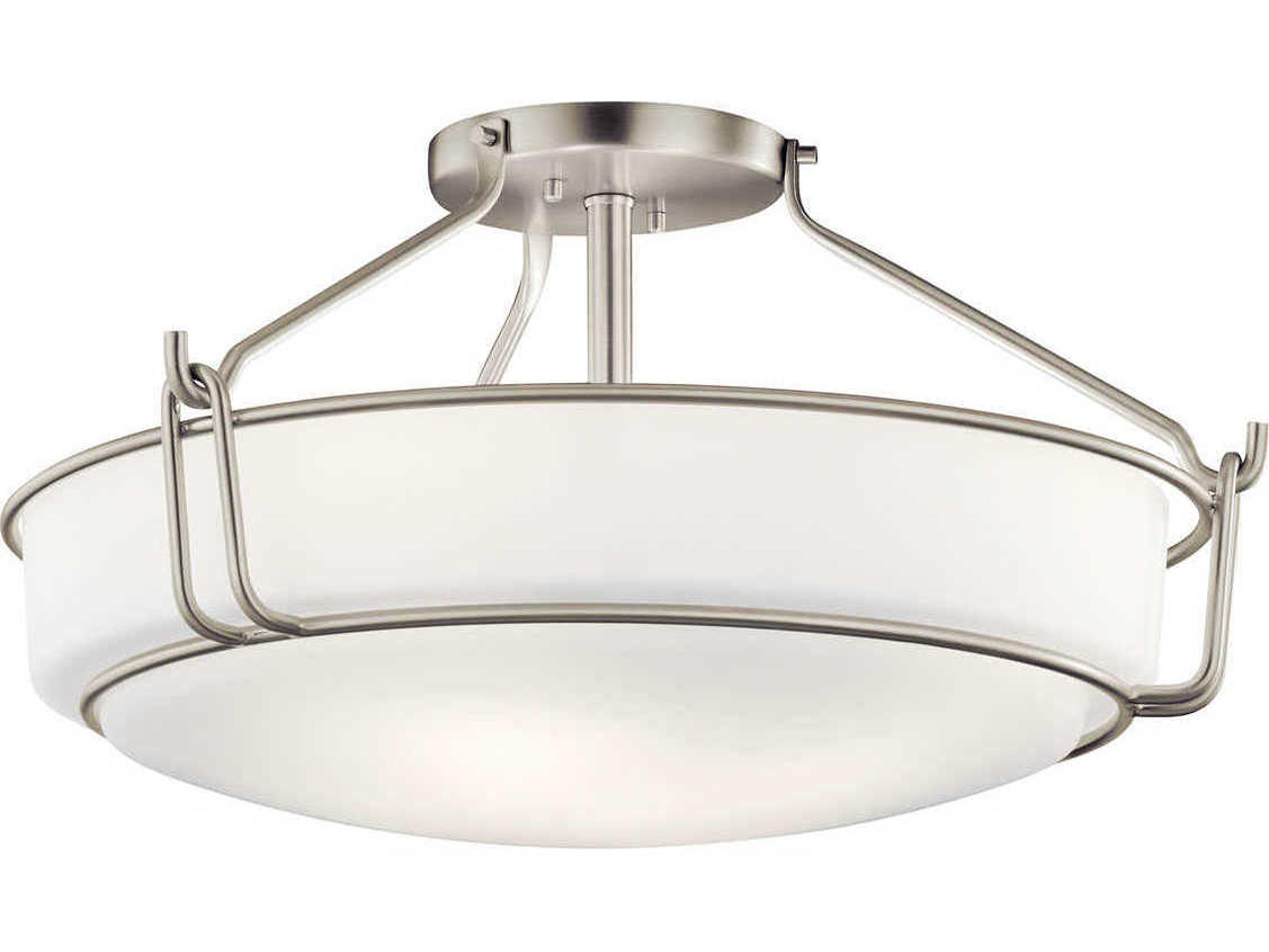 Alkire 4-Light Brushed Nickel Glass Bowl Round Semi Flush Mount