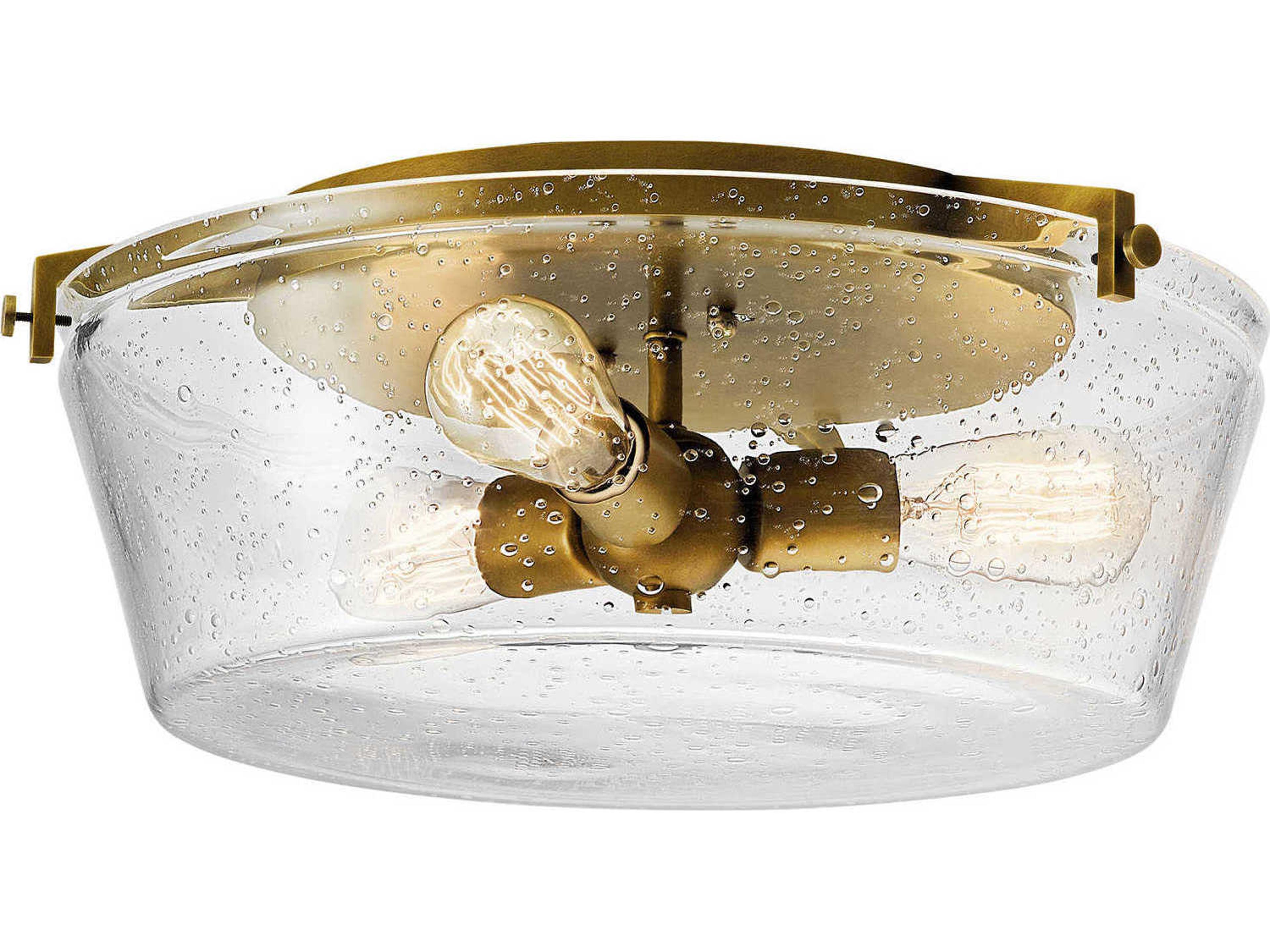 Alton 3-Light Natural Brass Glass Bowl Flush Mount
