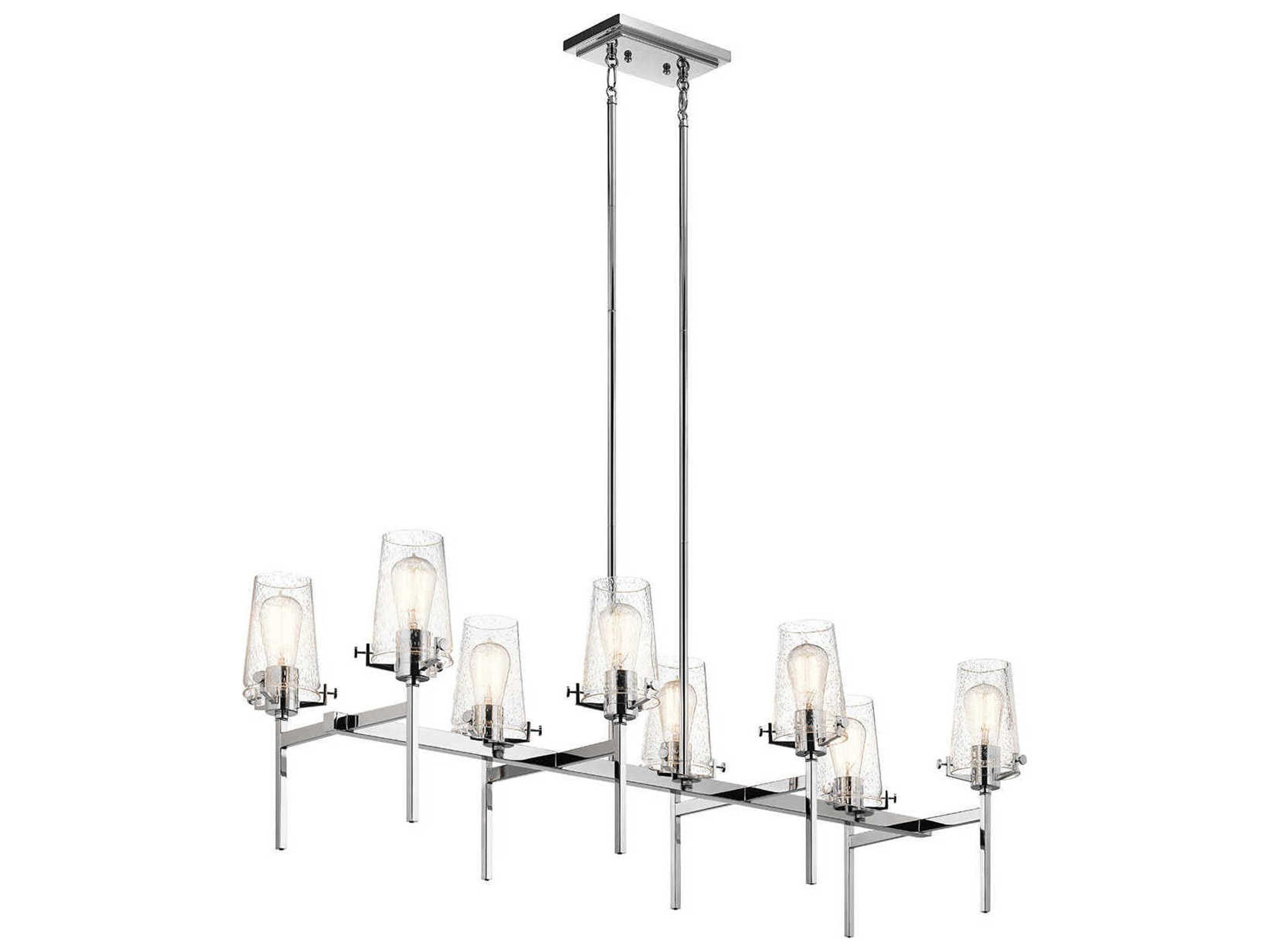Alton 8-Light Chrome Glass Linear Island Pendant