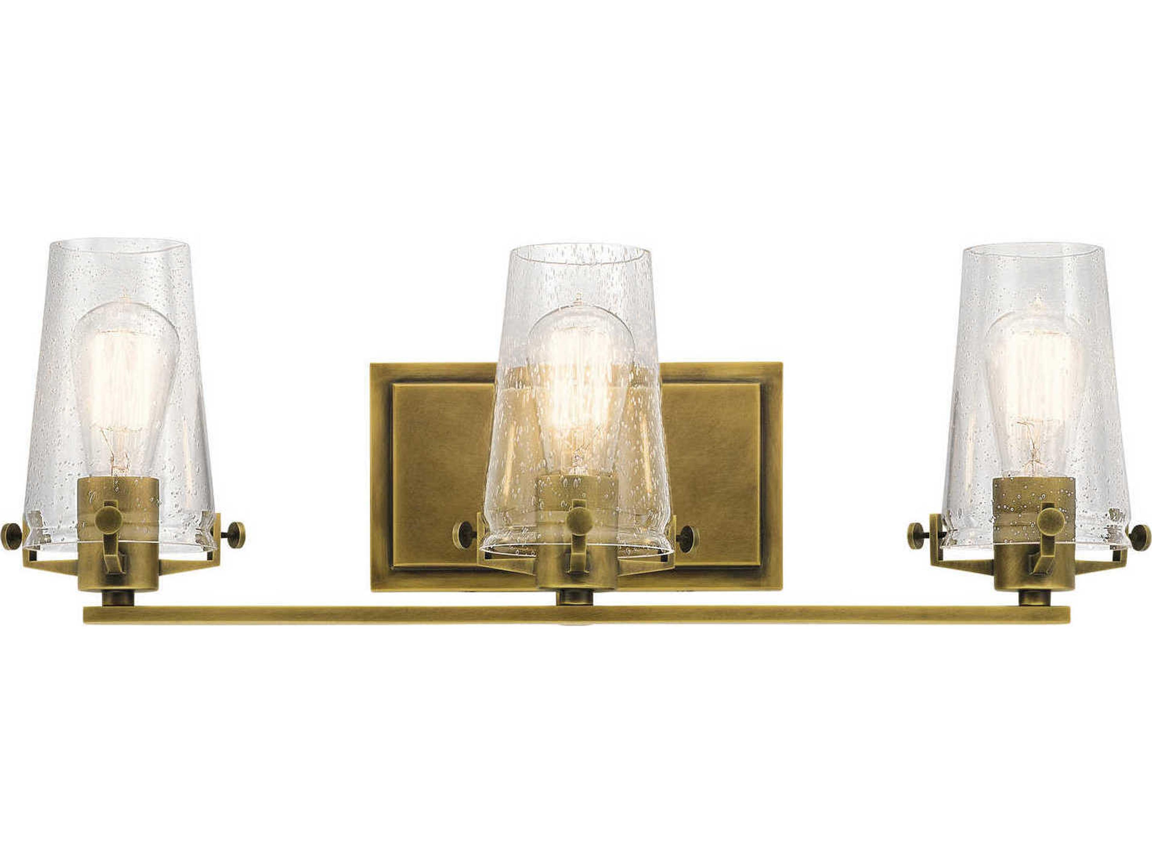 Alton 3-Light Natural Brass Glass Vanity Light