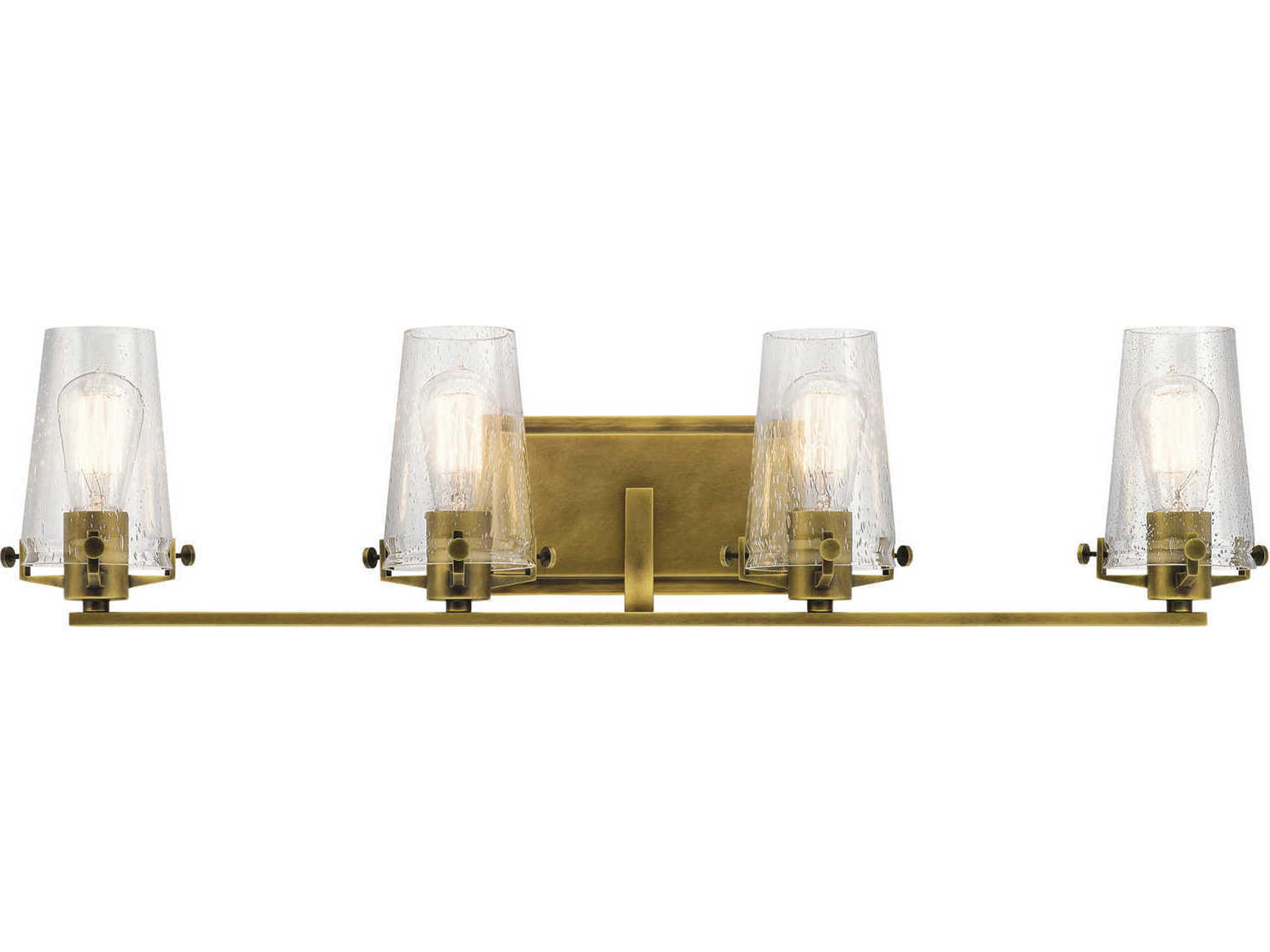 Alton 4-Light Natural Brass Glass Vanity Light