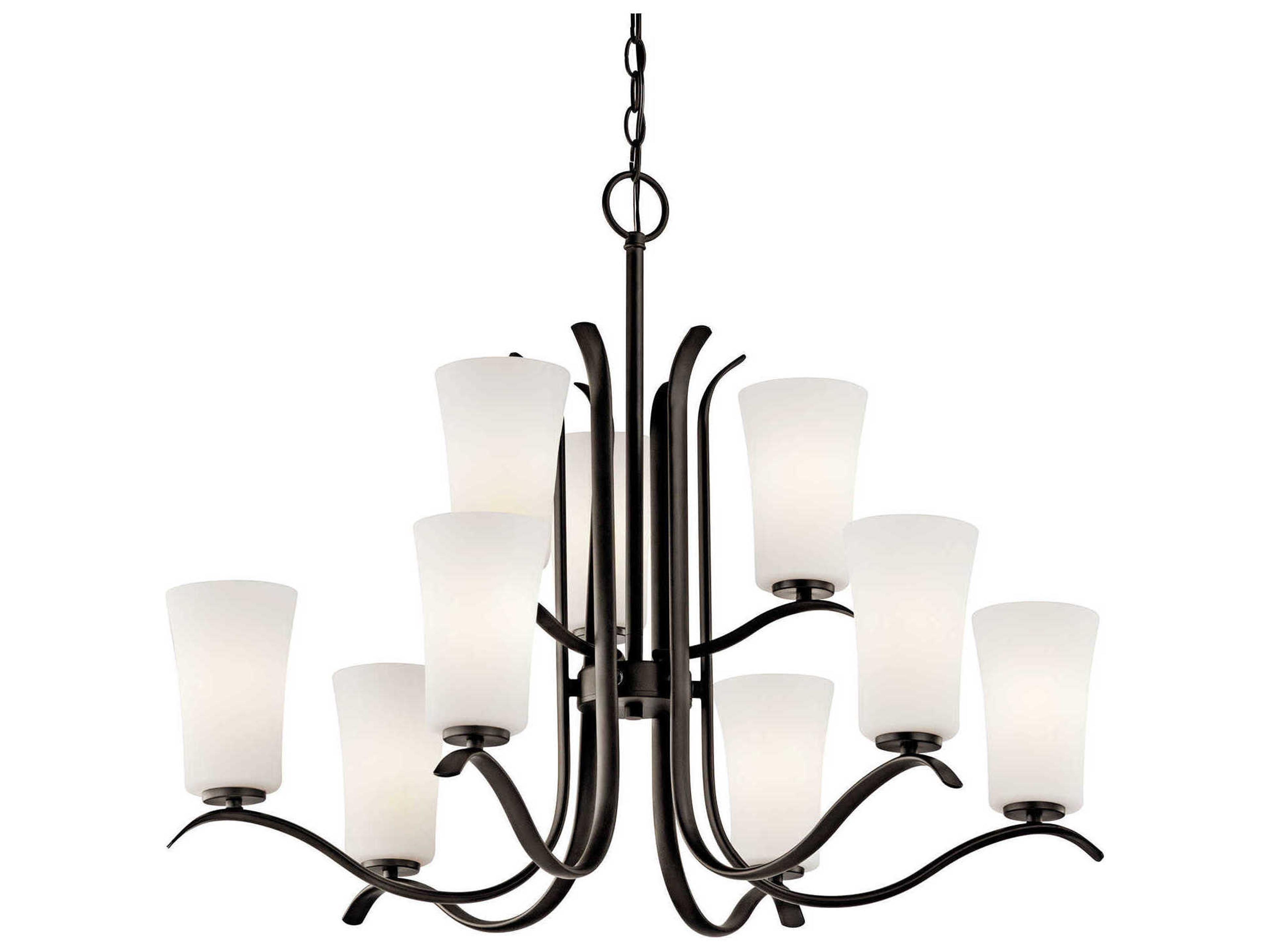 Armida 9-Light Olde Bronze Glass Bell Round Chandelier