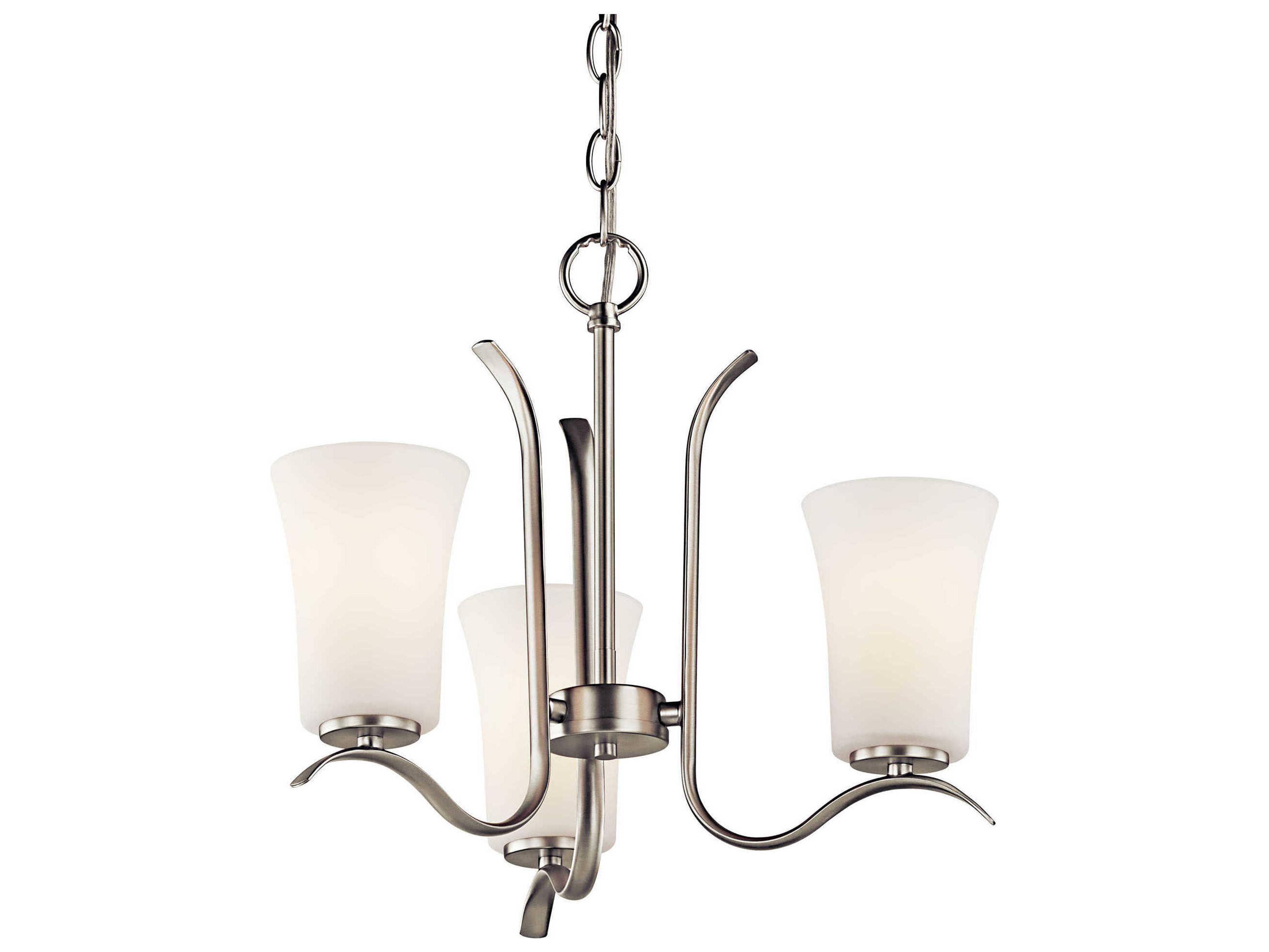 Armida 3-Light Brushed Nickel Glass Bell Chandelier