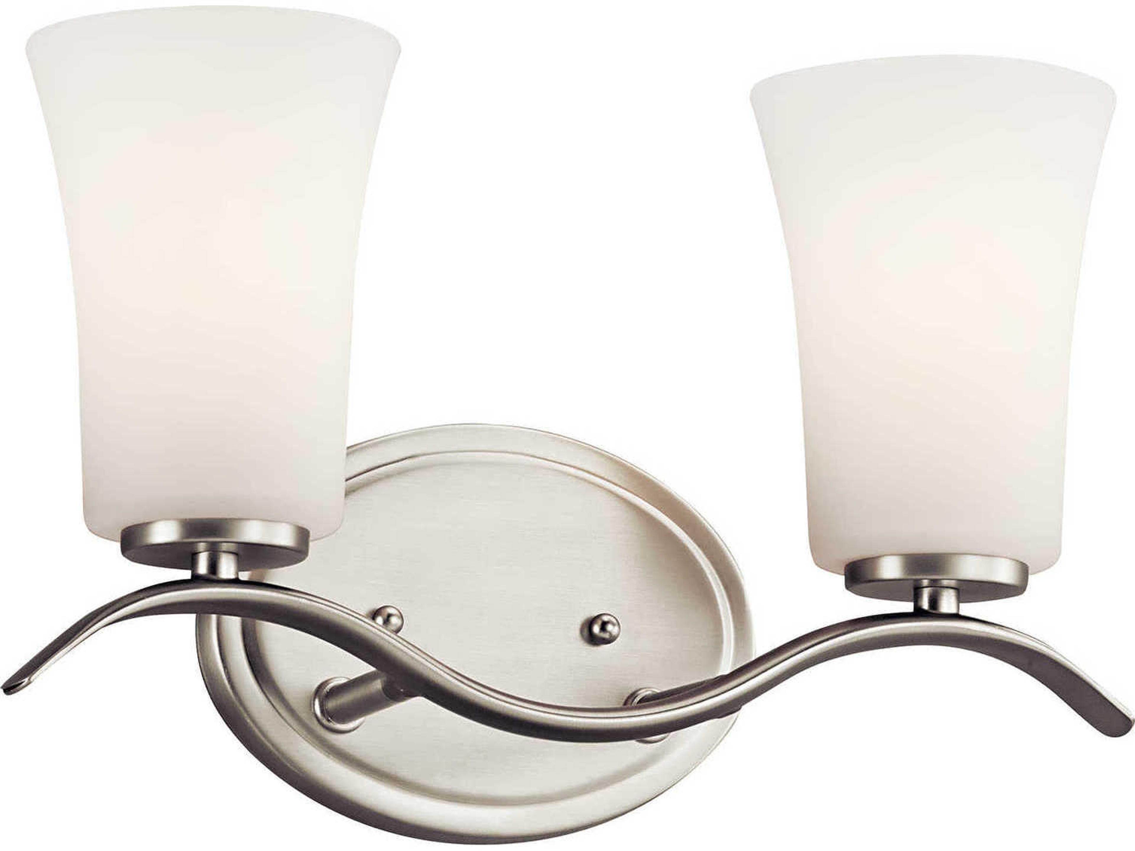 Armida 2-Light Brushed Nickel Glass Vanity Light