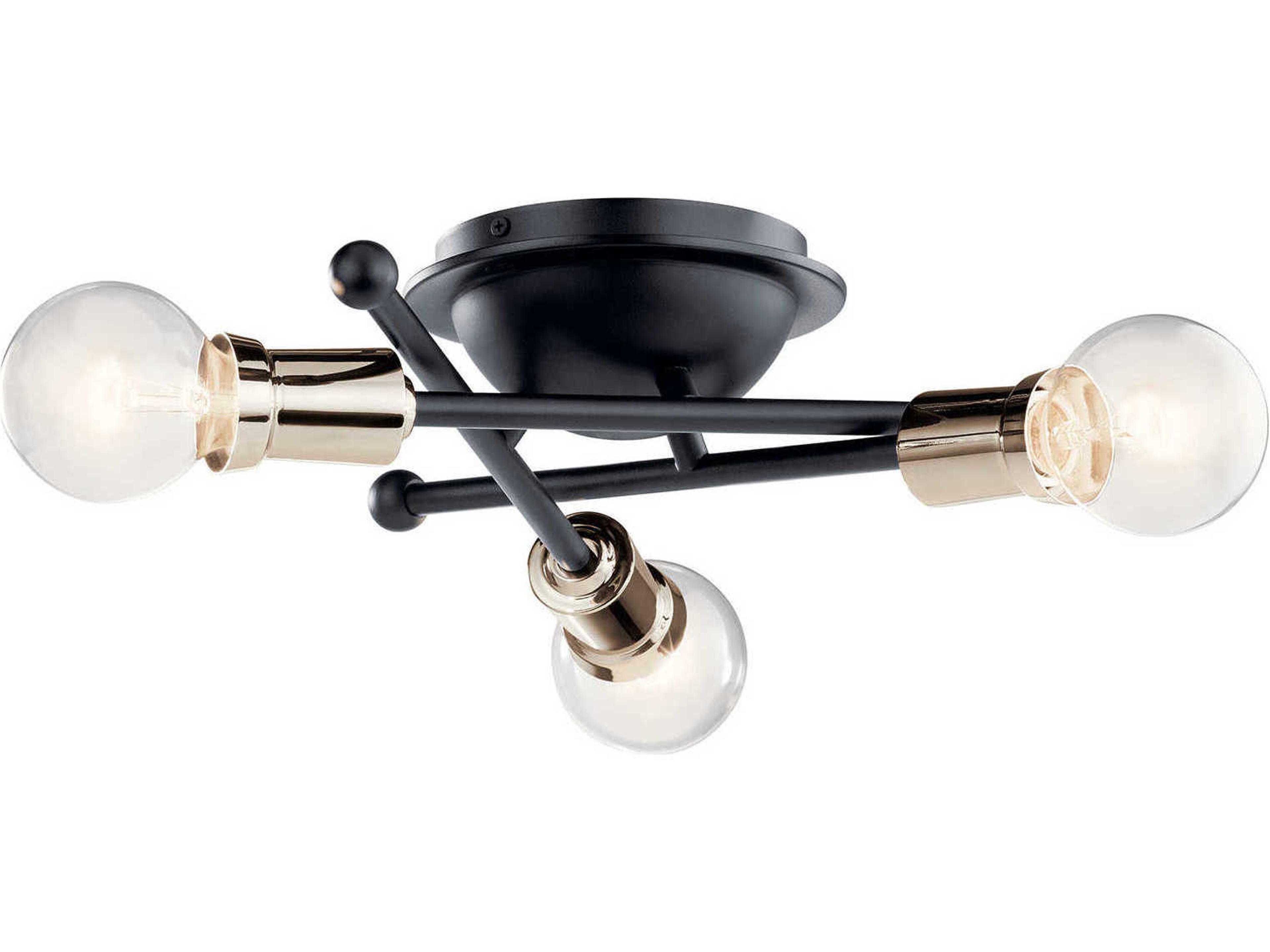 Armstrong 3-Light Black Globe Sputnik Flush Mount