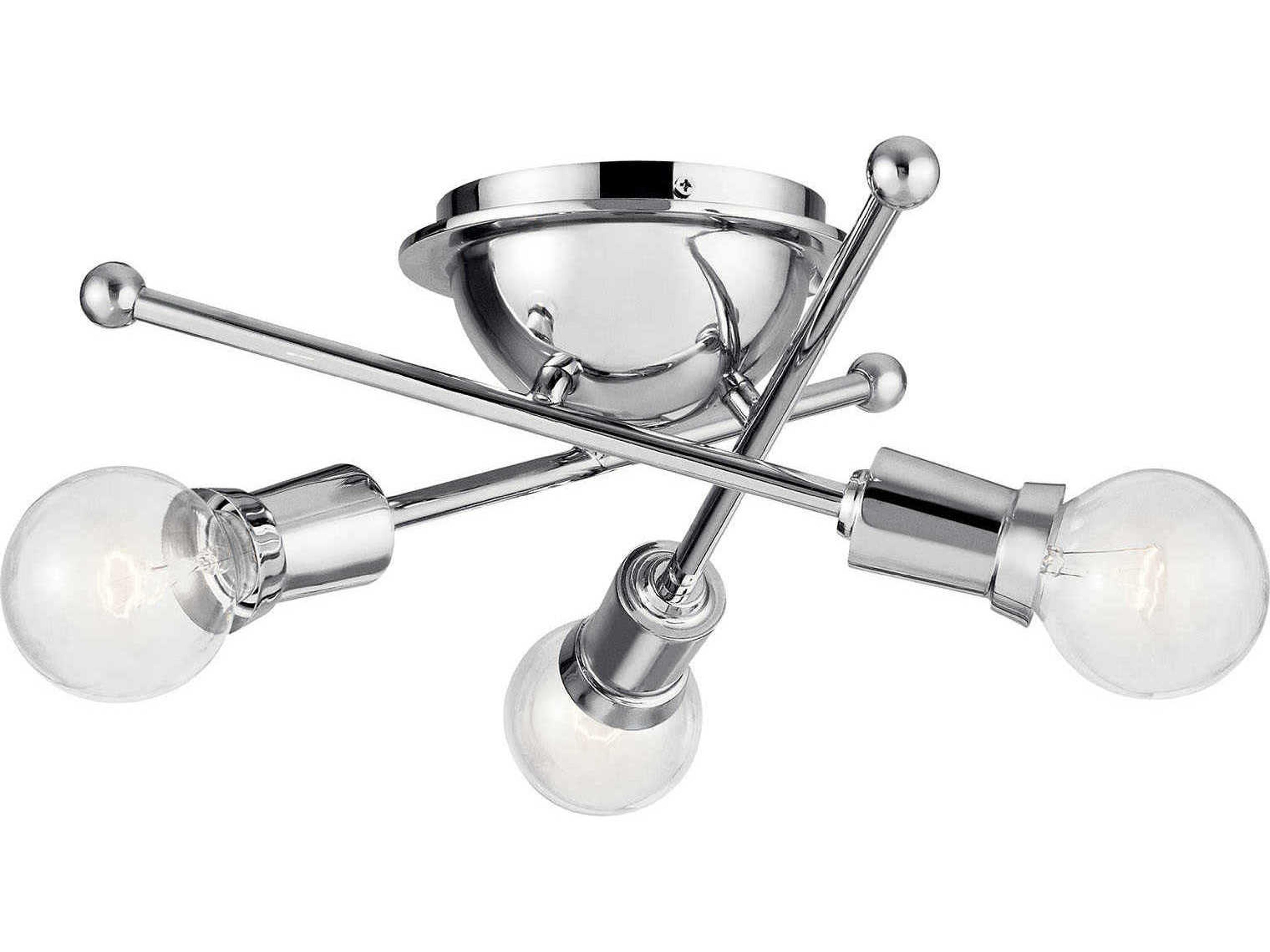 Armstrong 3-Light Chrome Globe Sputnik Flush Mount