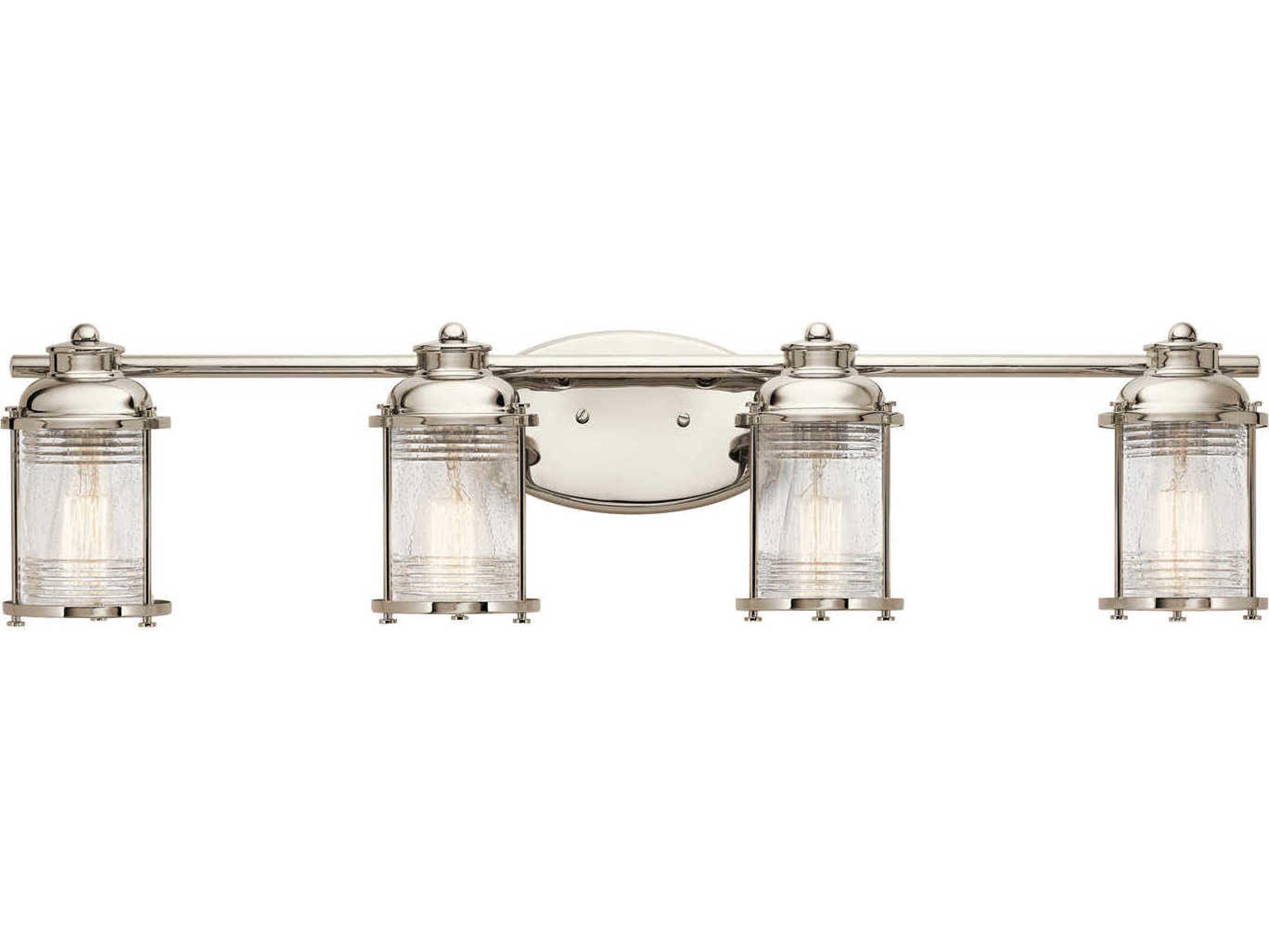 Ashland Bay 4-Light Polished Nickel Glass Vanity Light
