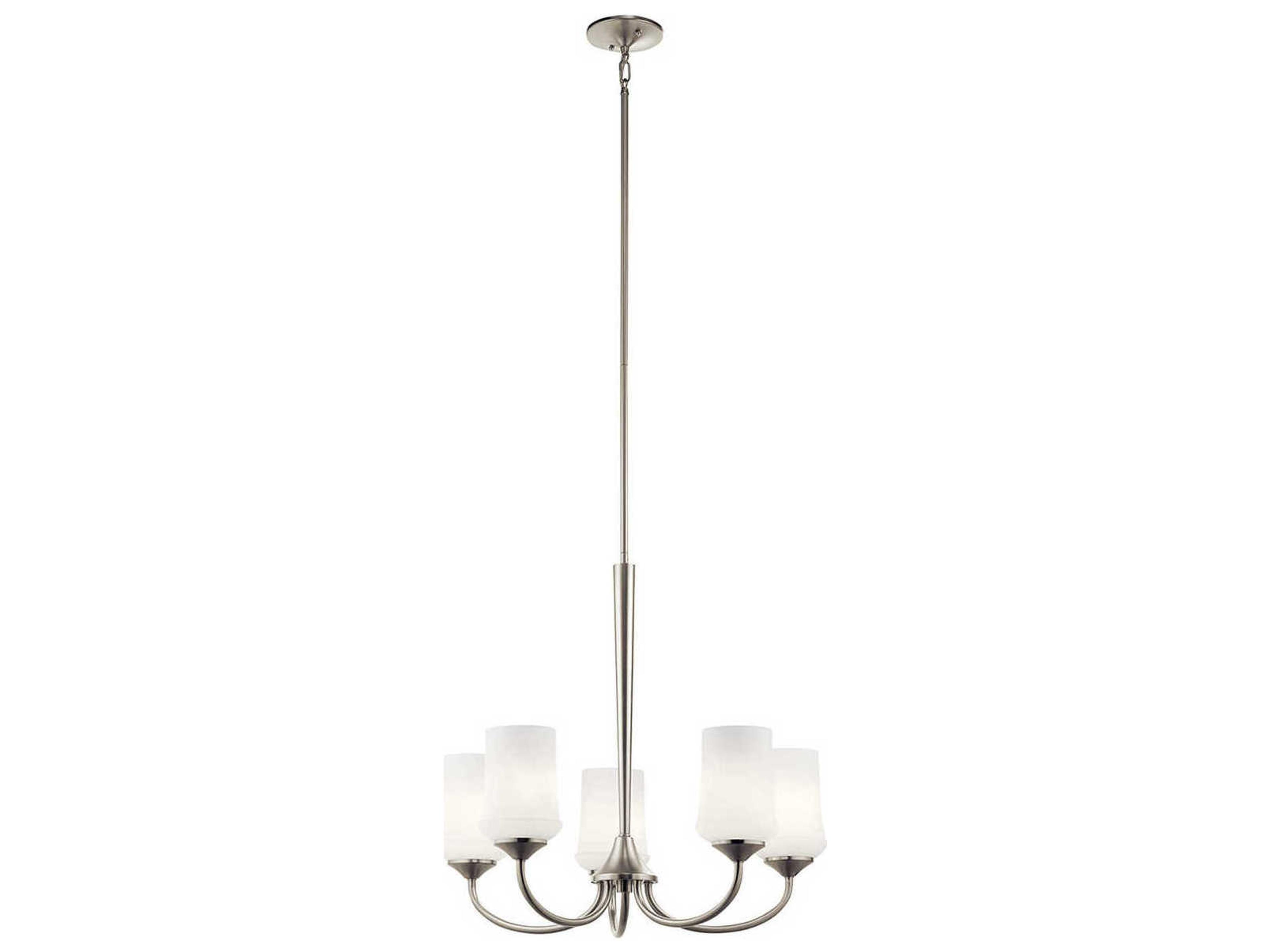 Aubrey 5-Light Brushed Nickel Glass Round Chandelier