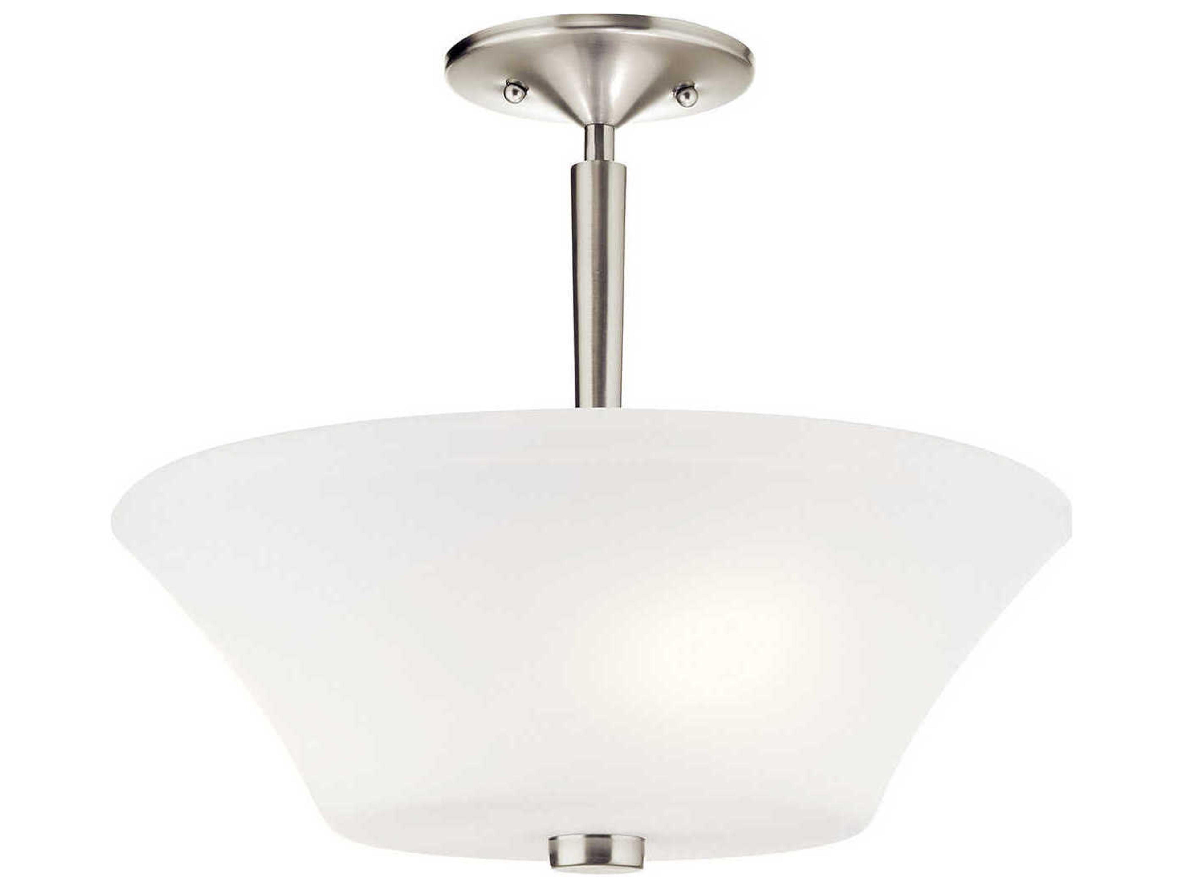 Aubrey 3-Light Brushed Nickel Glass Bowl Semi Flush Mount